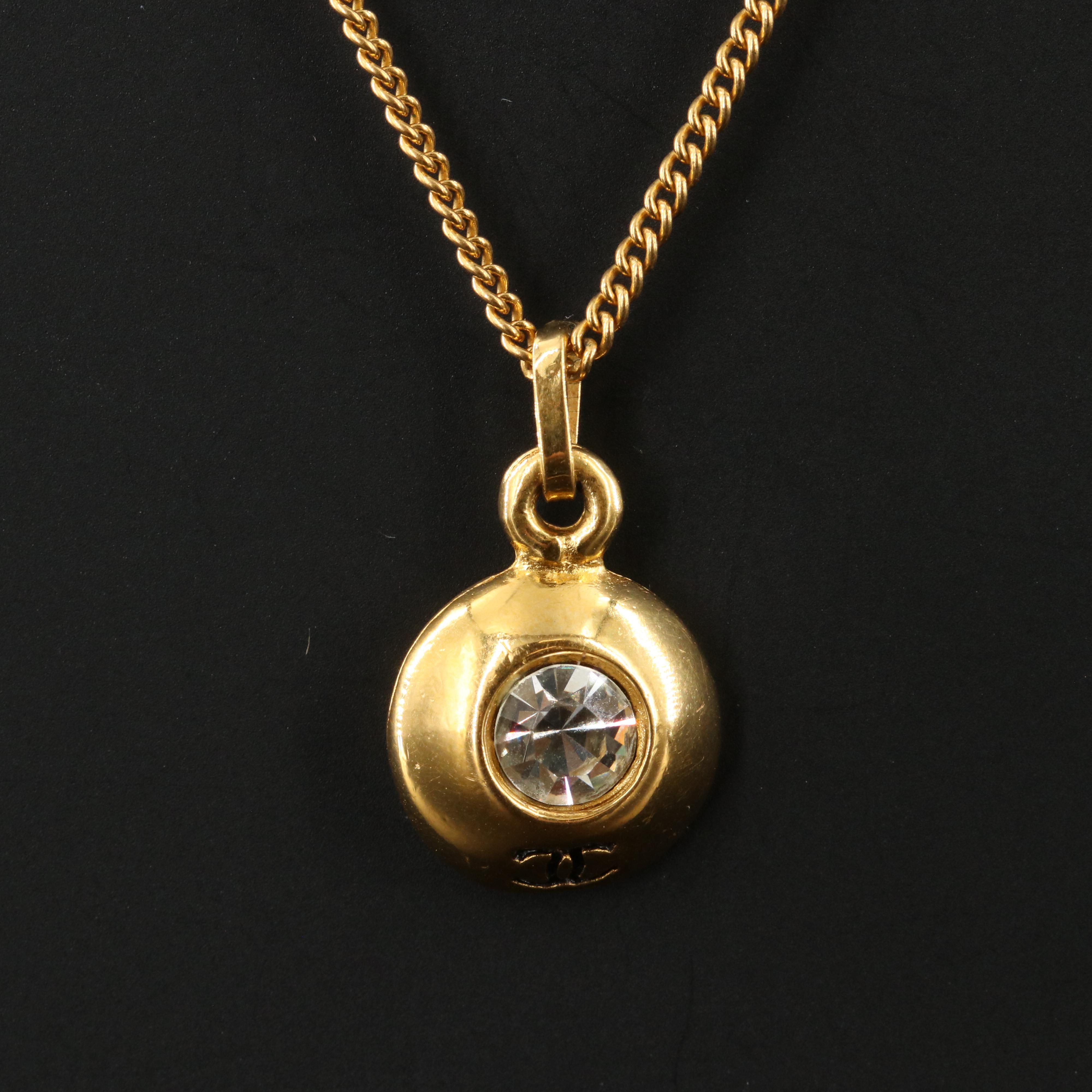 Chanel CC Crystal Pendant Necklace Vintage