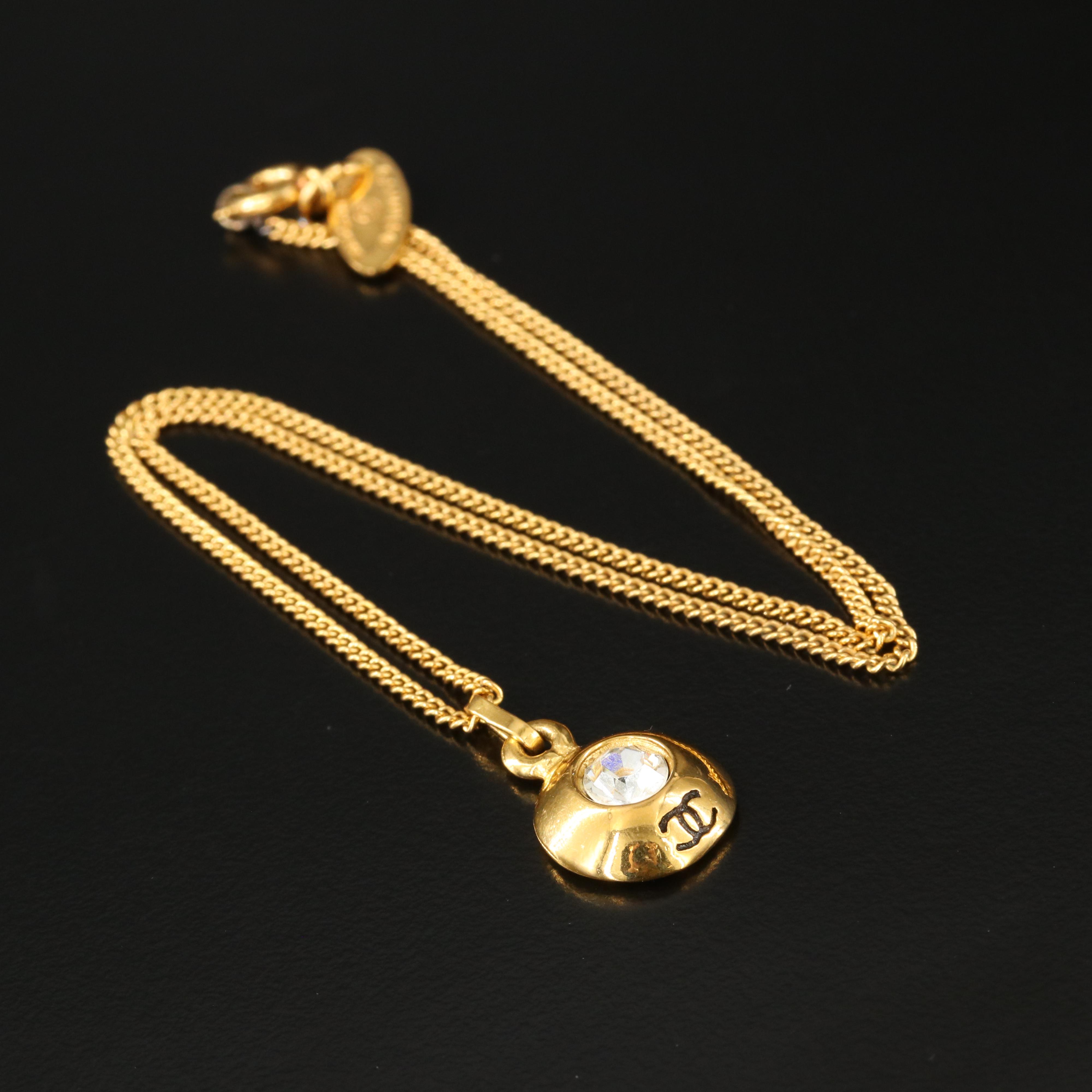 Chanel CC Crystal Pendant Necklace Vintage