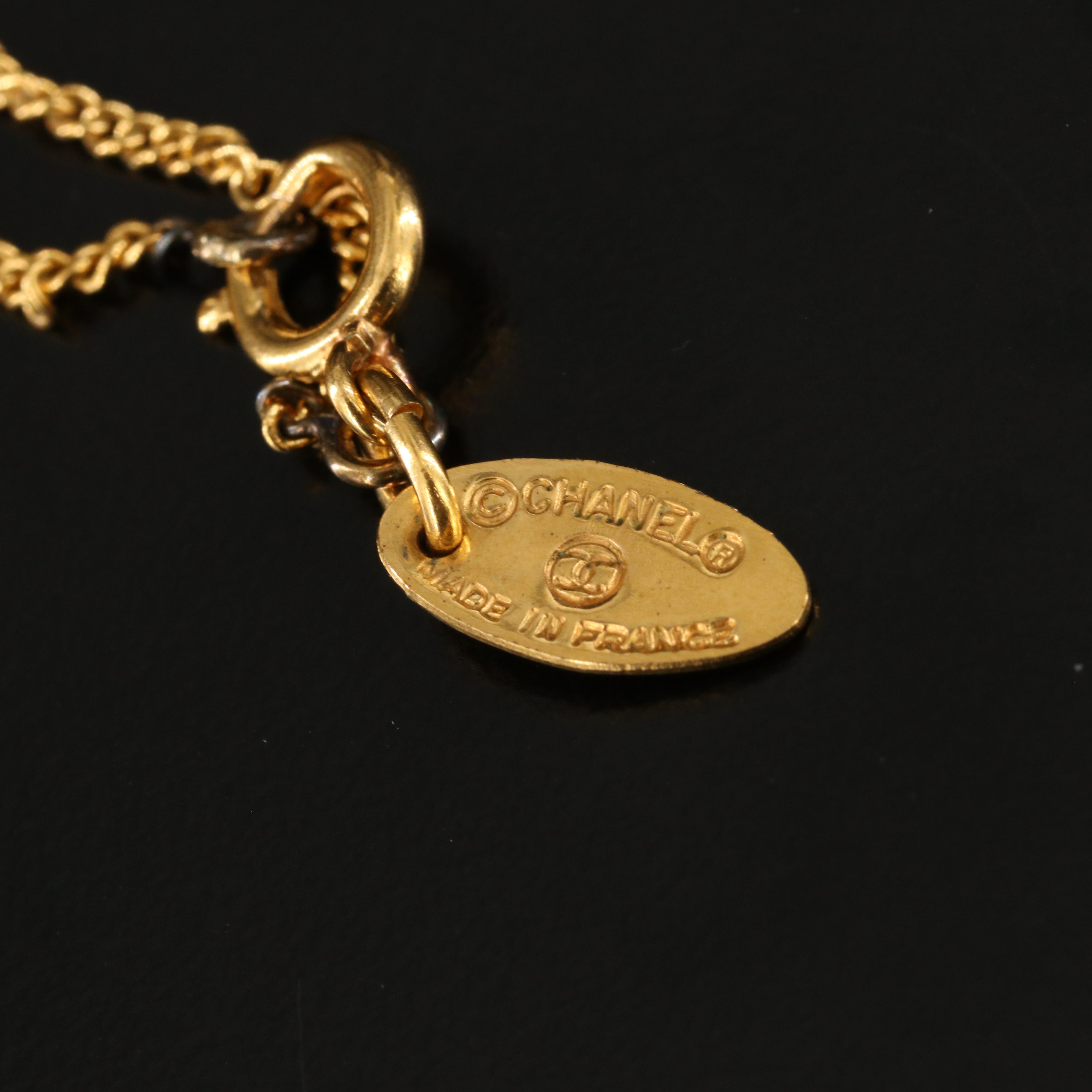 Chanel CC Crystal Pendant Necklace Vintage