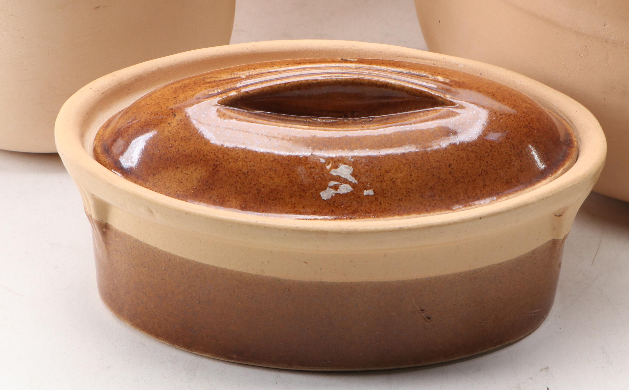 BIA Cordon Blue Clay Pot and Lidded Jars with Lidded Dish