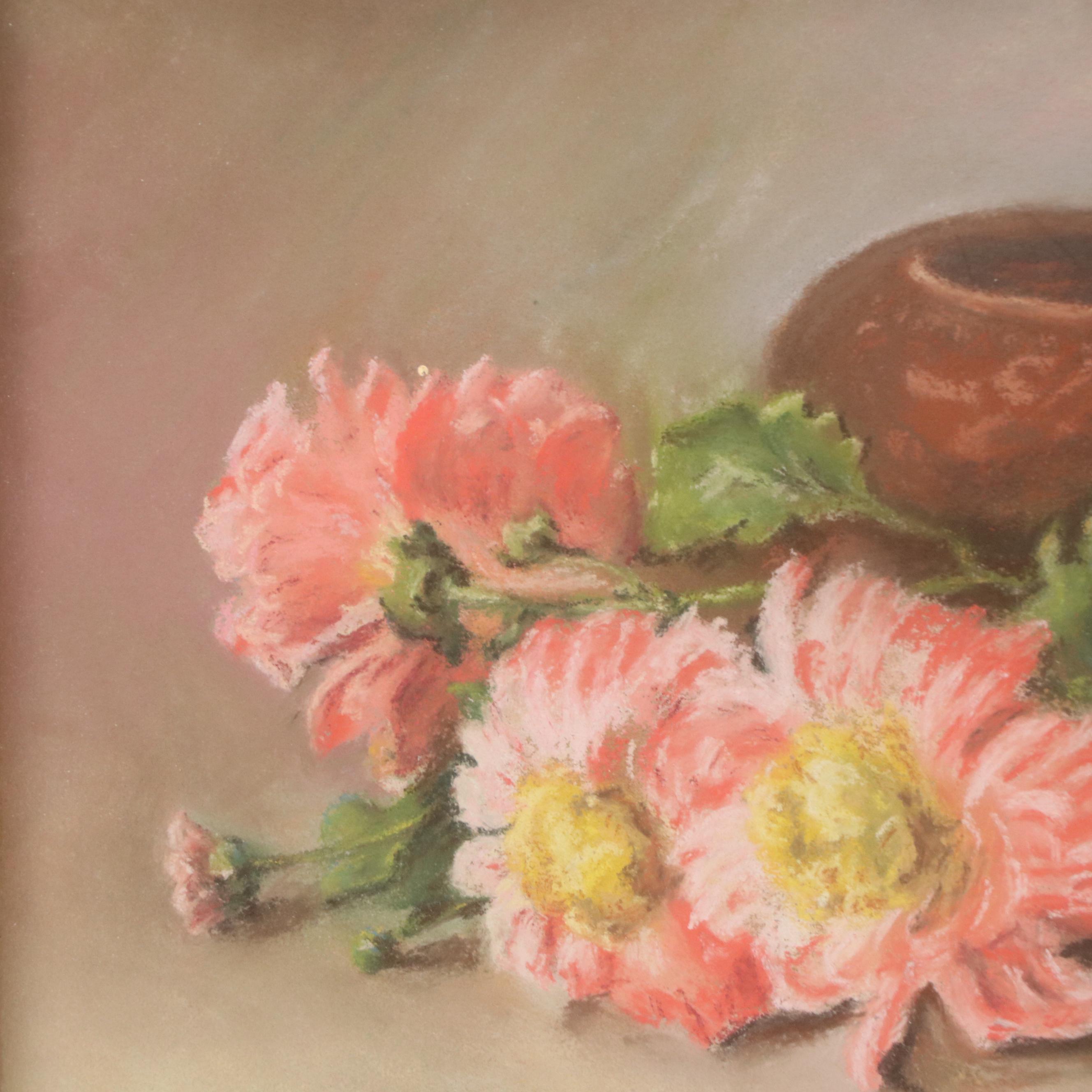 Esther C. Wolf Pastel Still Life with Pink Flowers