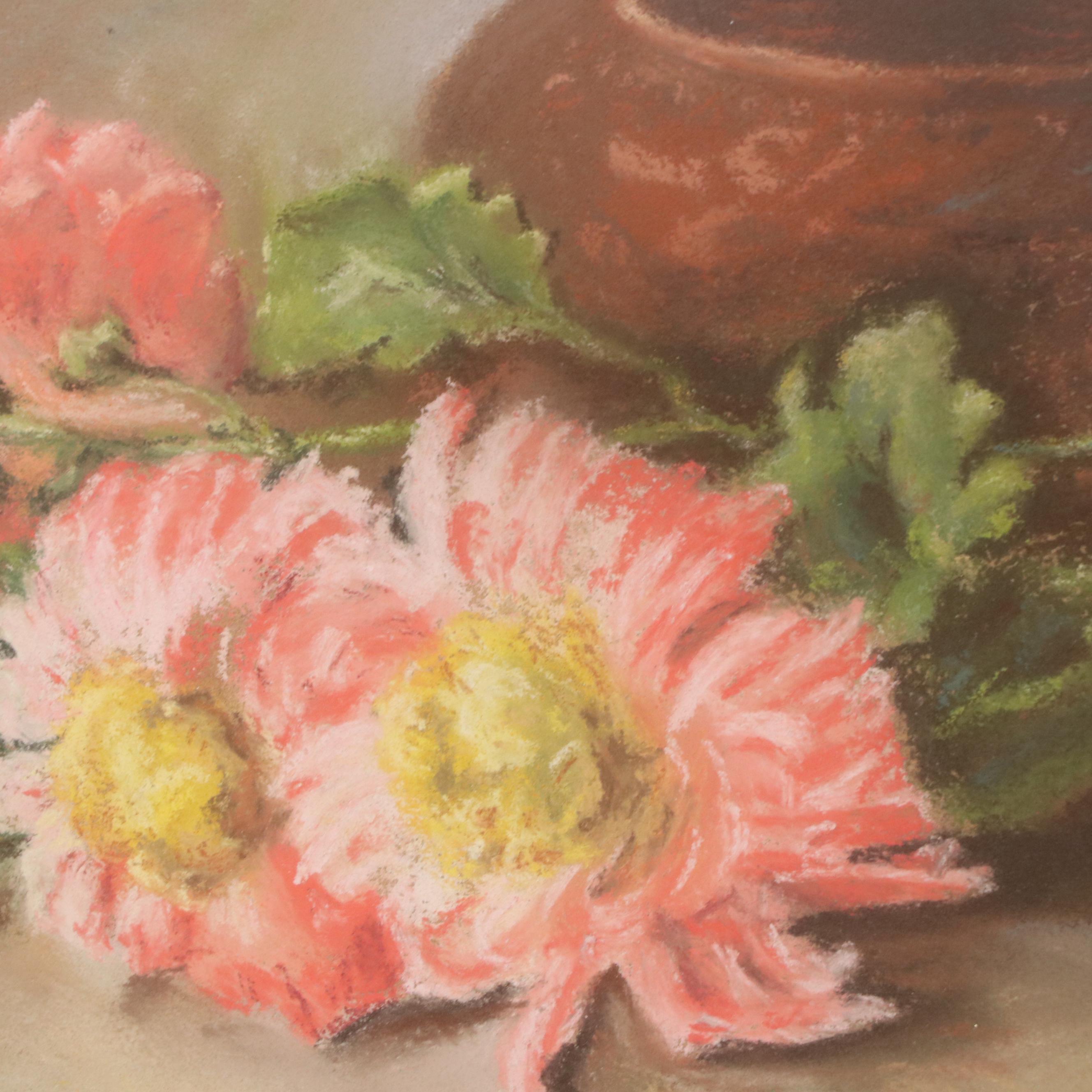 Esther C. Wolf Pastel Still Life with Pink Flowers