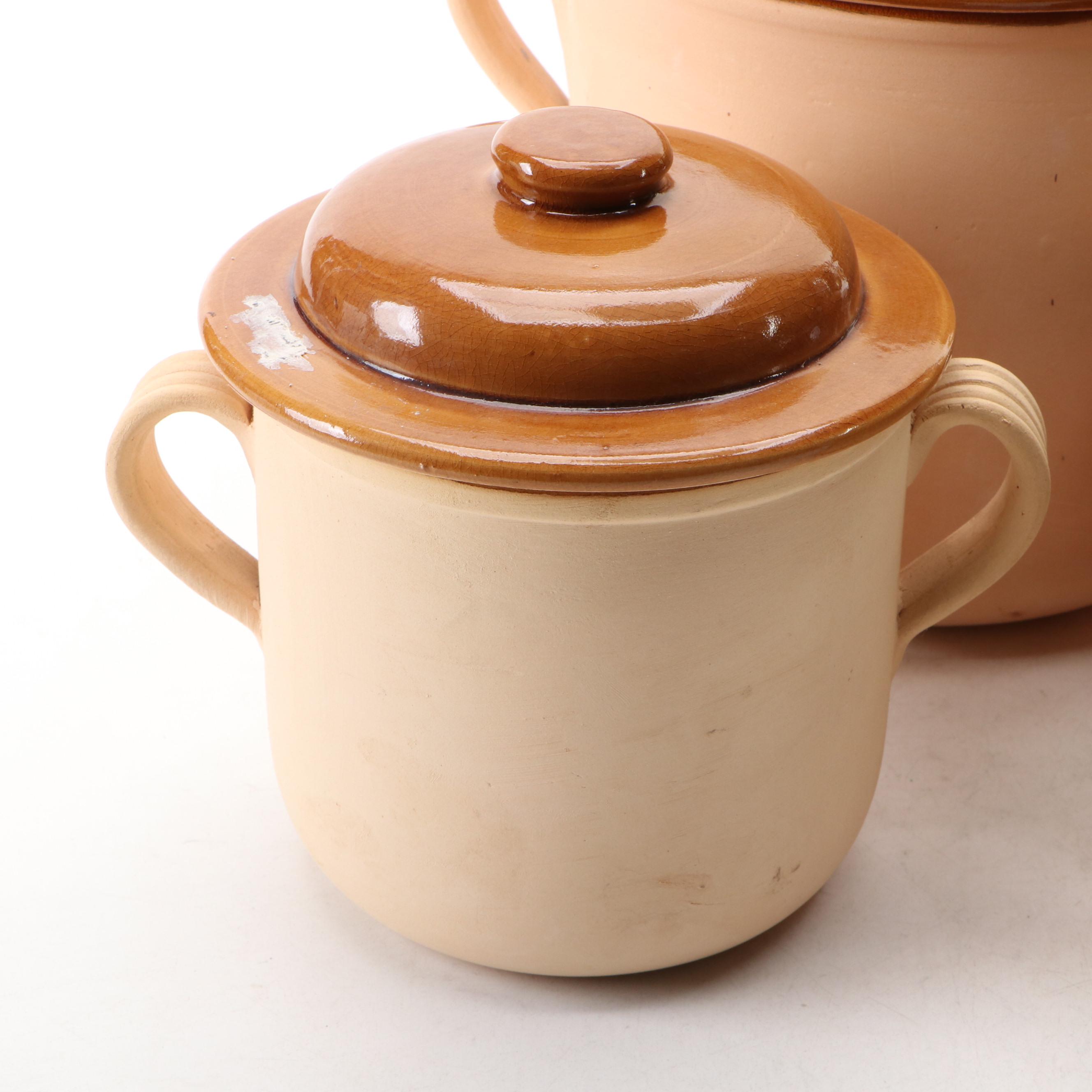 BIA Cordon Blue Clay Pot and Lidded Jars with Lidded Dish