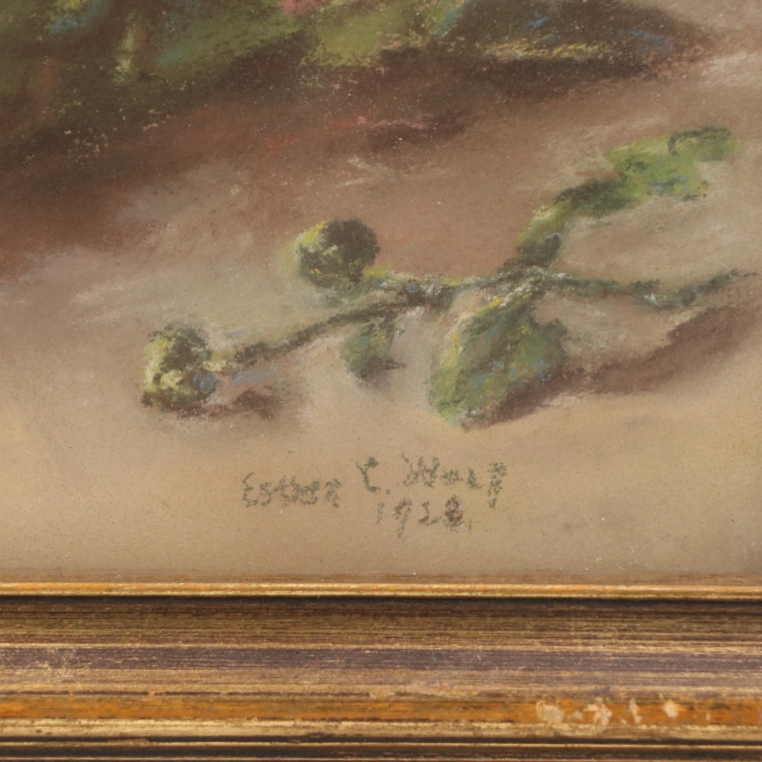 Esther C. Wolf Pastel Still Life with Pink Flowers