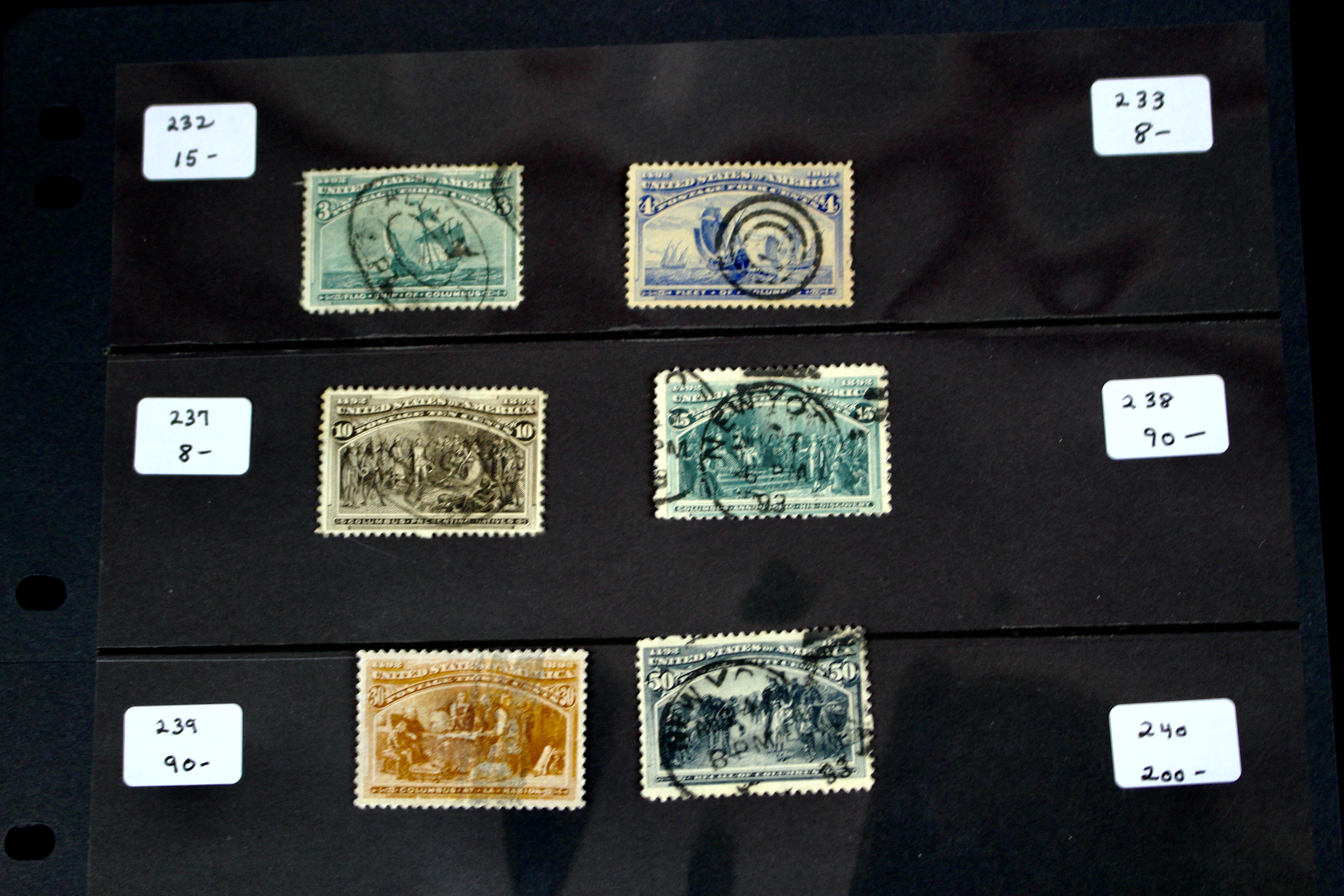 Ten Columbian and Trans-Mississippi Postage Stamps, 1890s
