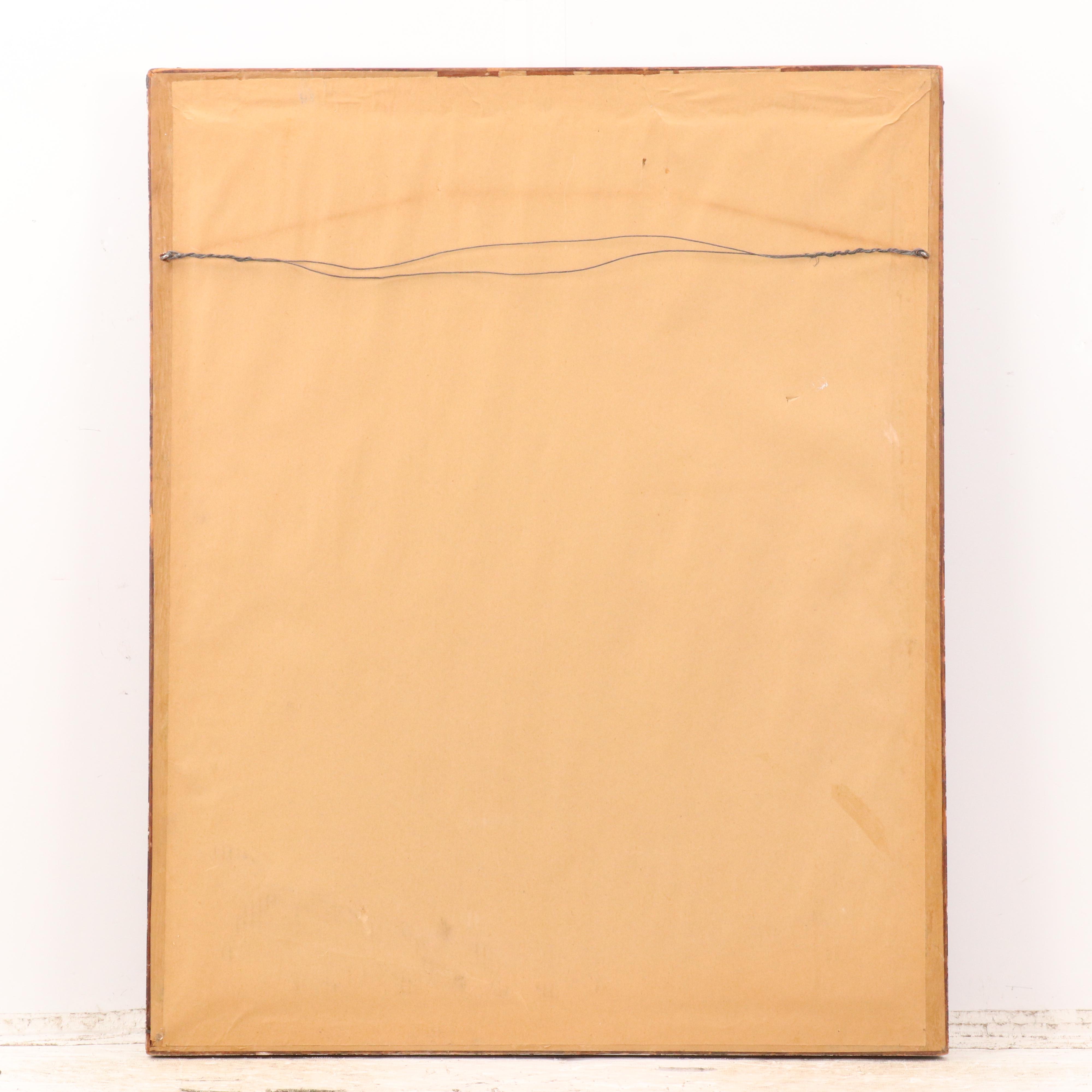 Hand-Colored Lithograph Portrait of Seated Young Child with Dog