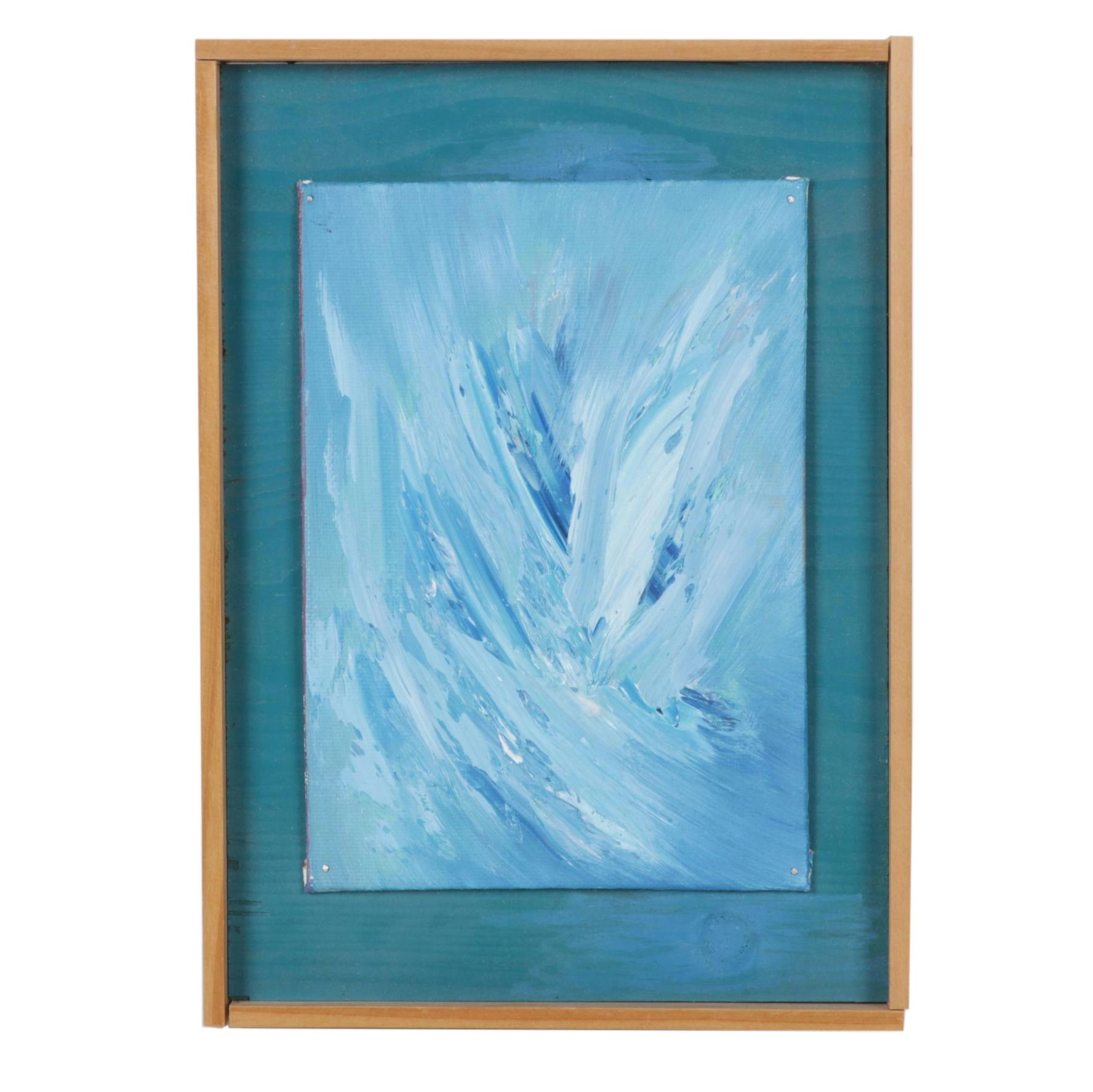 Veronica Smith Abstract Oil on Canvas Board Painting in Custom Wood Frame