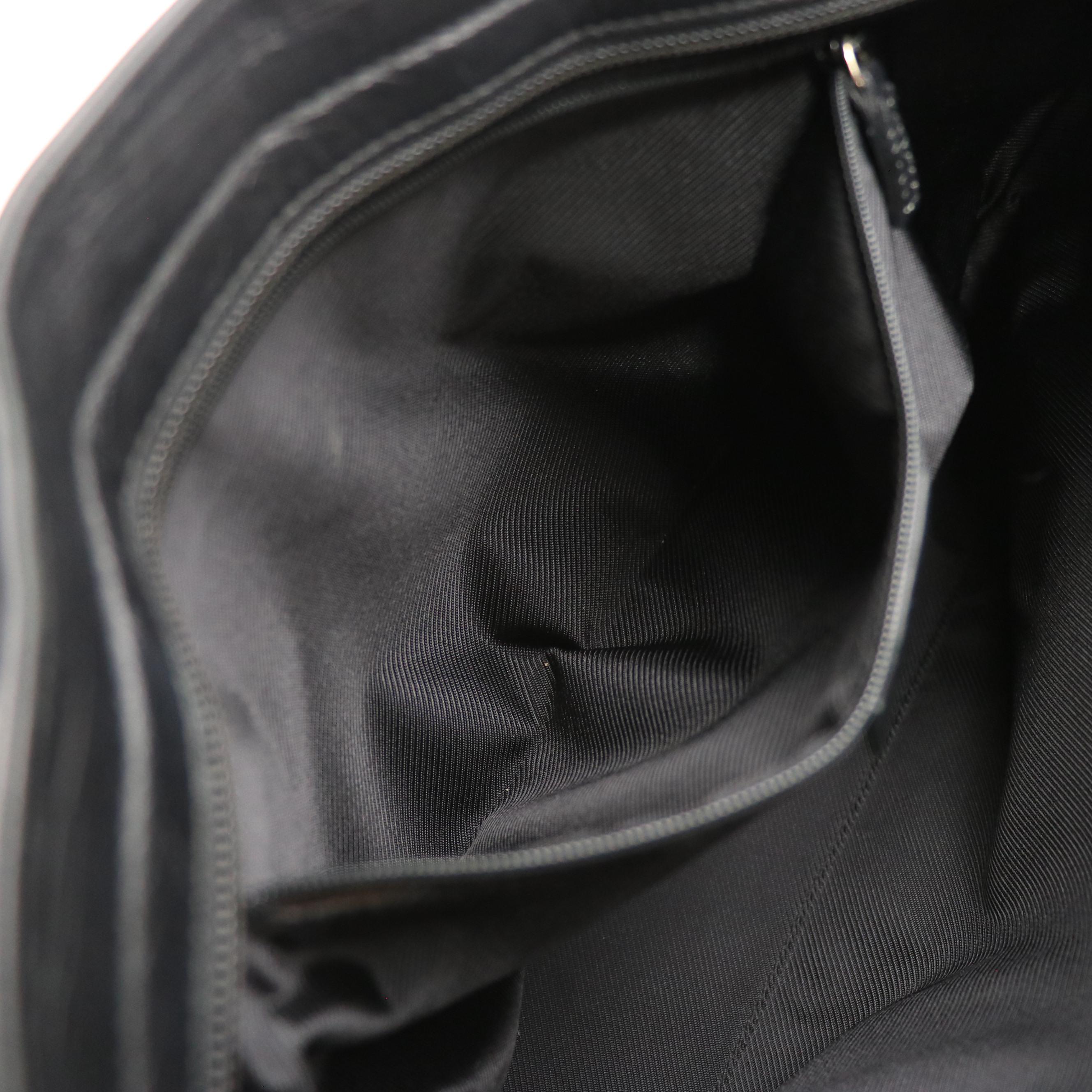 Gucci Handbag in Dark GG Canvas and Black Leather Trim