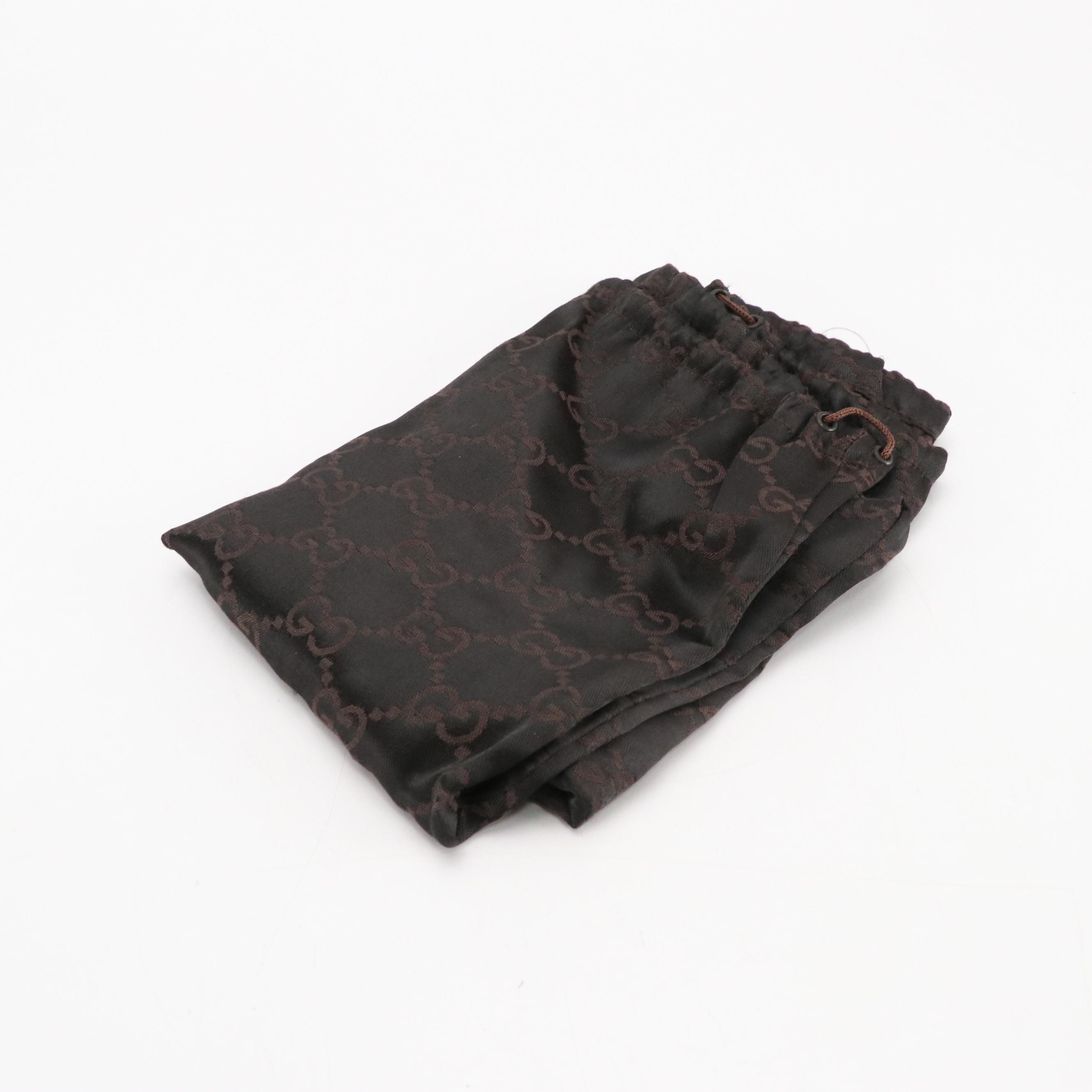 Gucci Handbag in Dark GG Canvas and Black Leather Trim