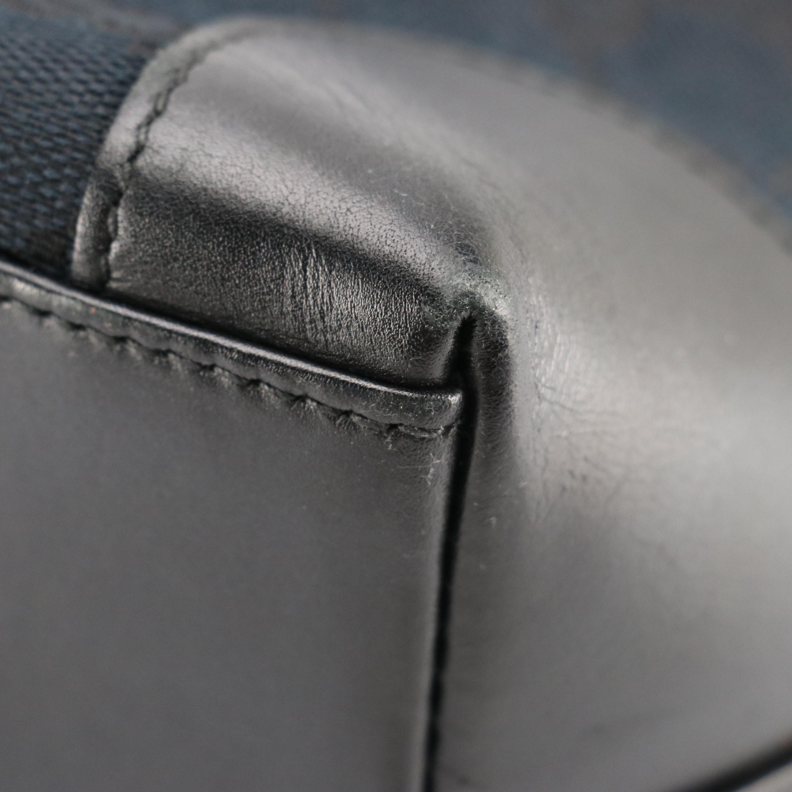 Gucci Handbag in Dark GG Canvas and Black Leather Trim