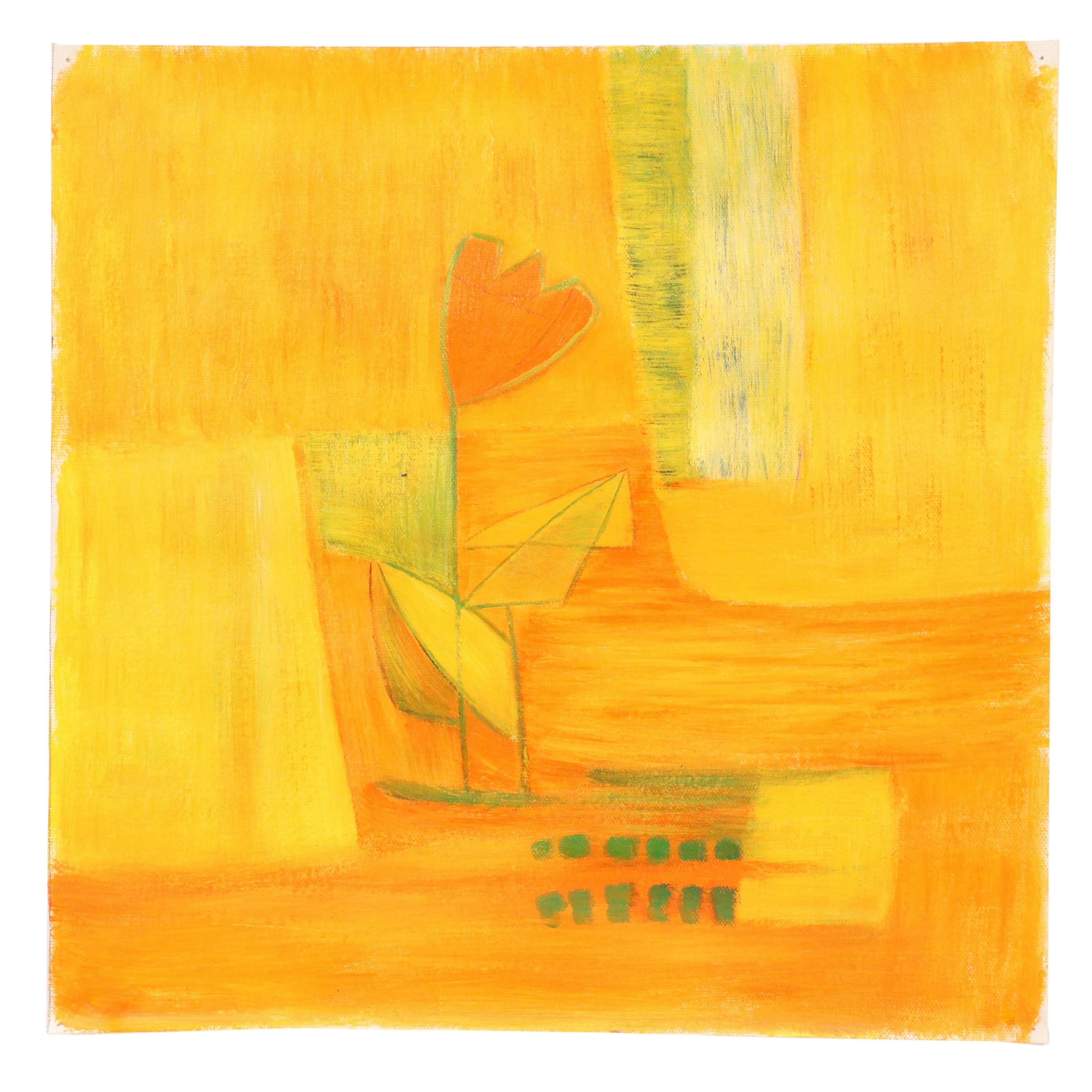 Zheng Oil Painting of Abstract Geometric Tulip, 21st Century