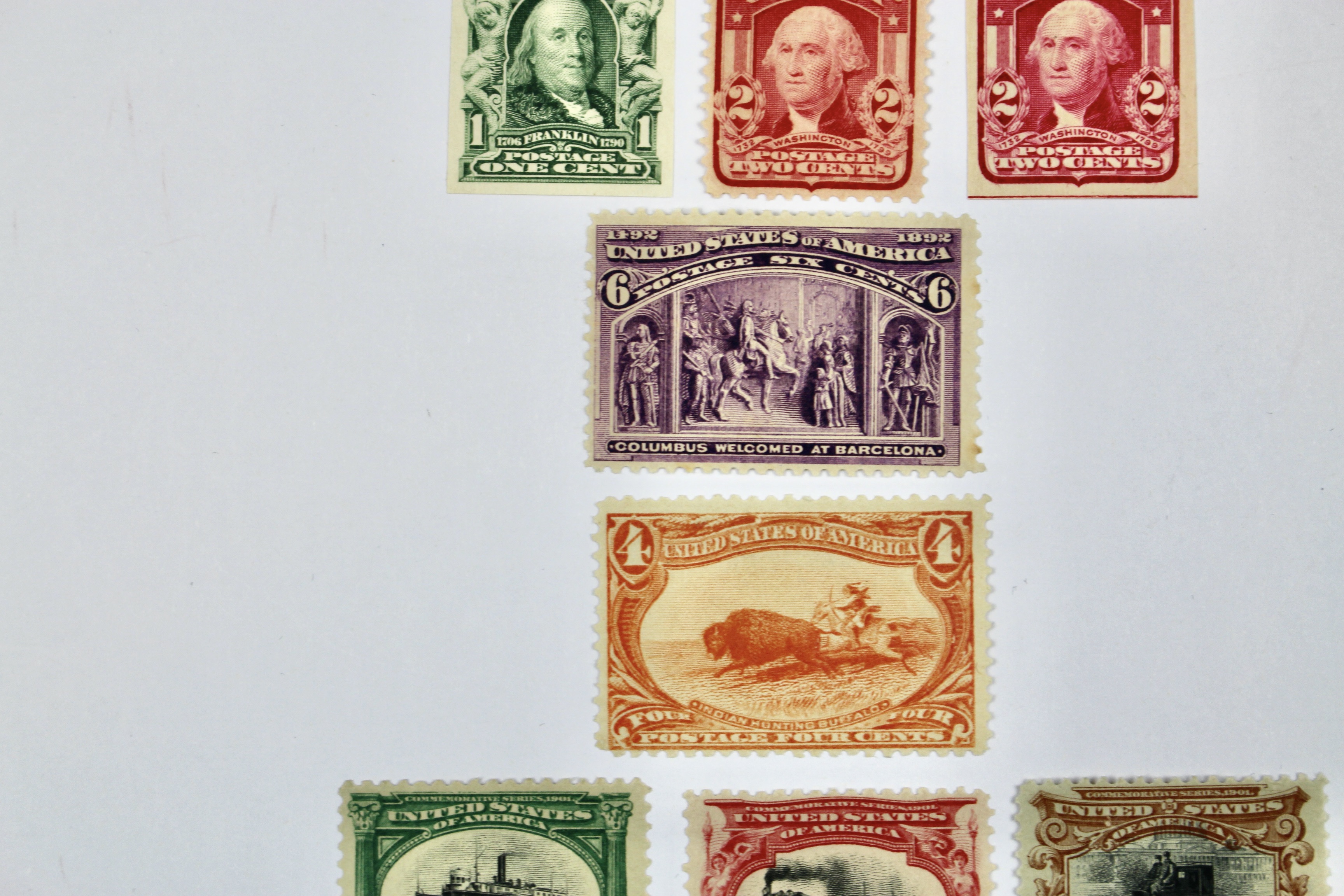 Ten Early Mint Condition U.S. Postage Stamps
