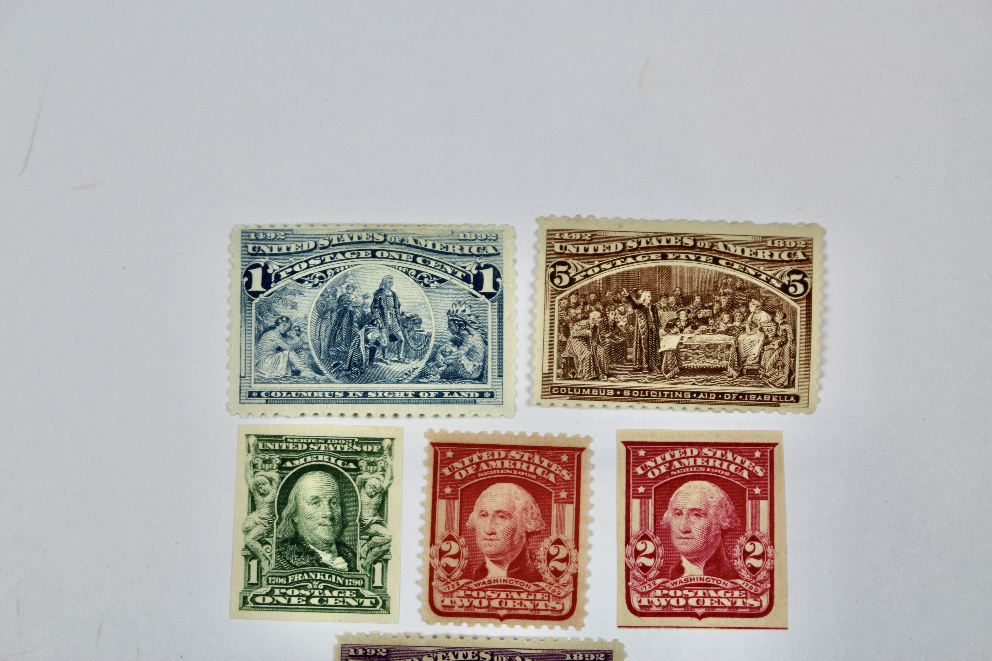 Ten Early Mint Condition U.S. Postage Stamps