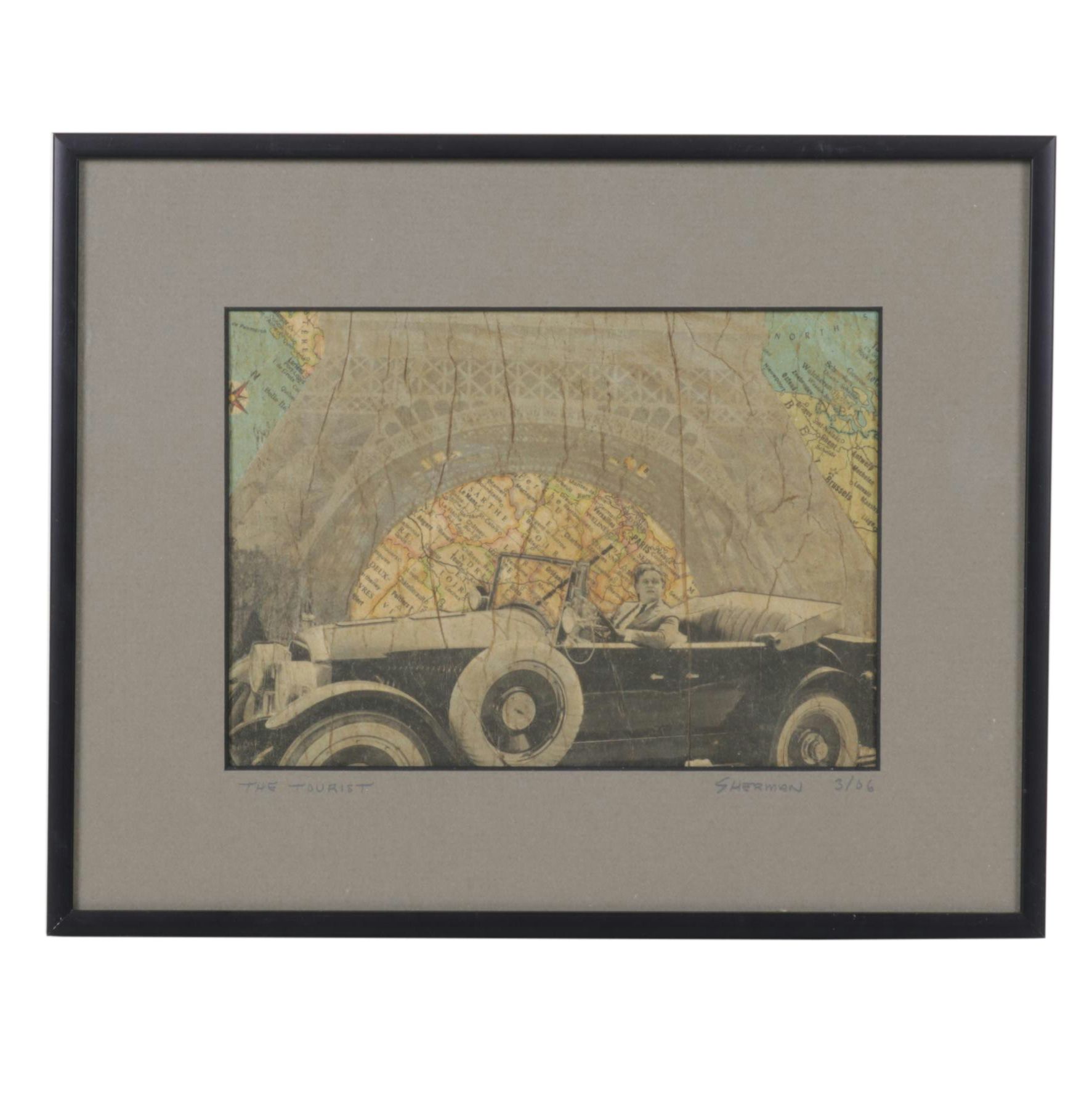 Sherman Mixed Media Collage "The Tourist," 2006