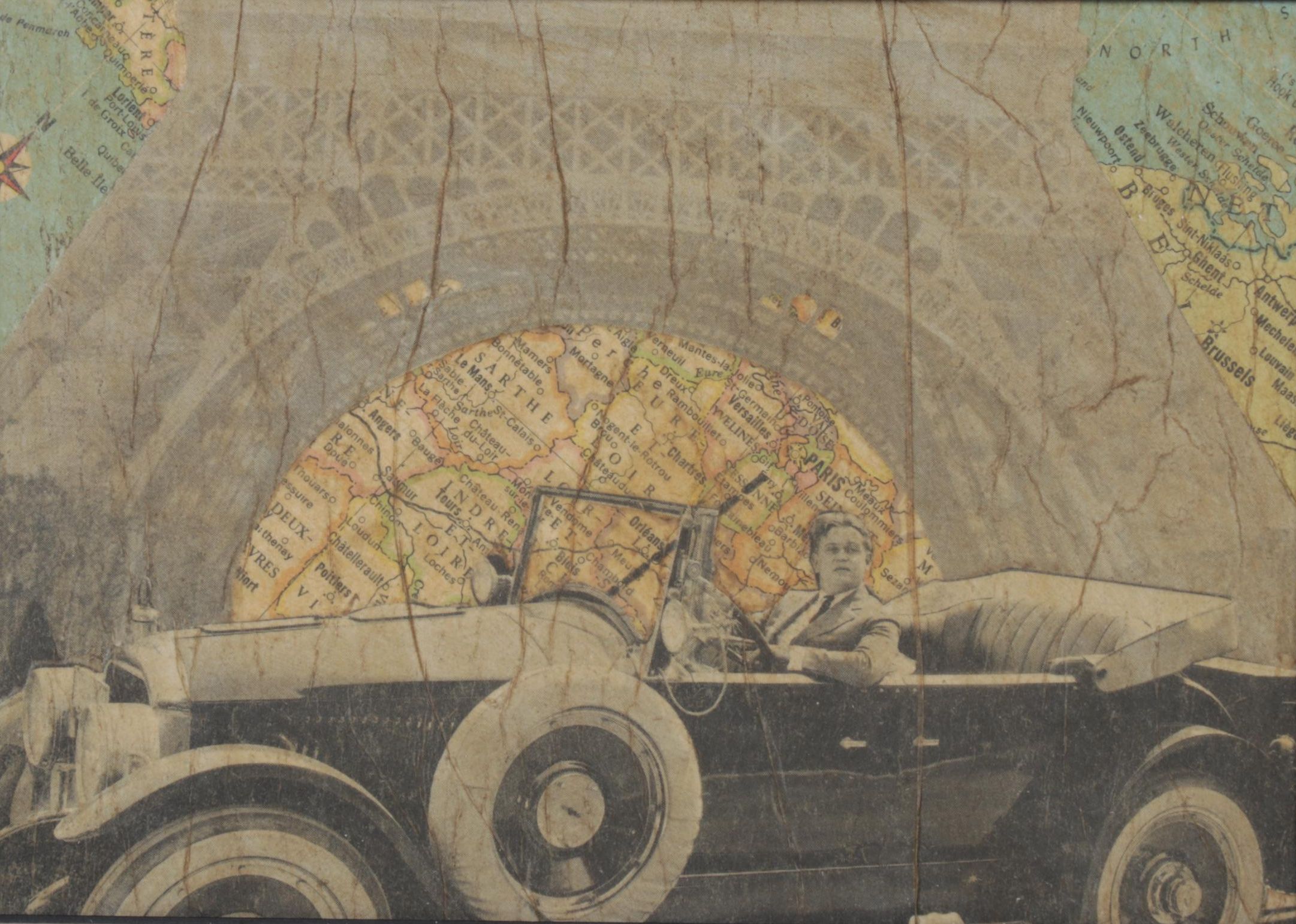 Sherman Mixed Media Collage "The Tourist," 2006