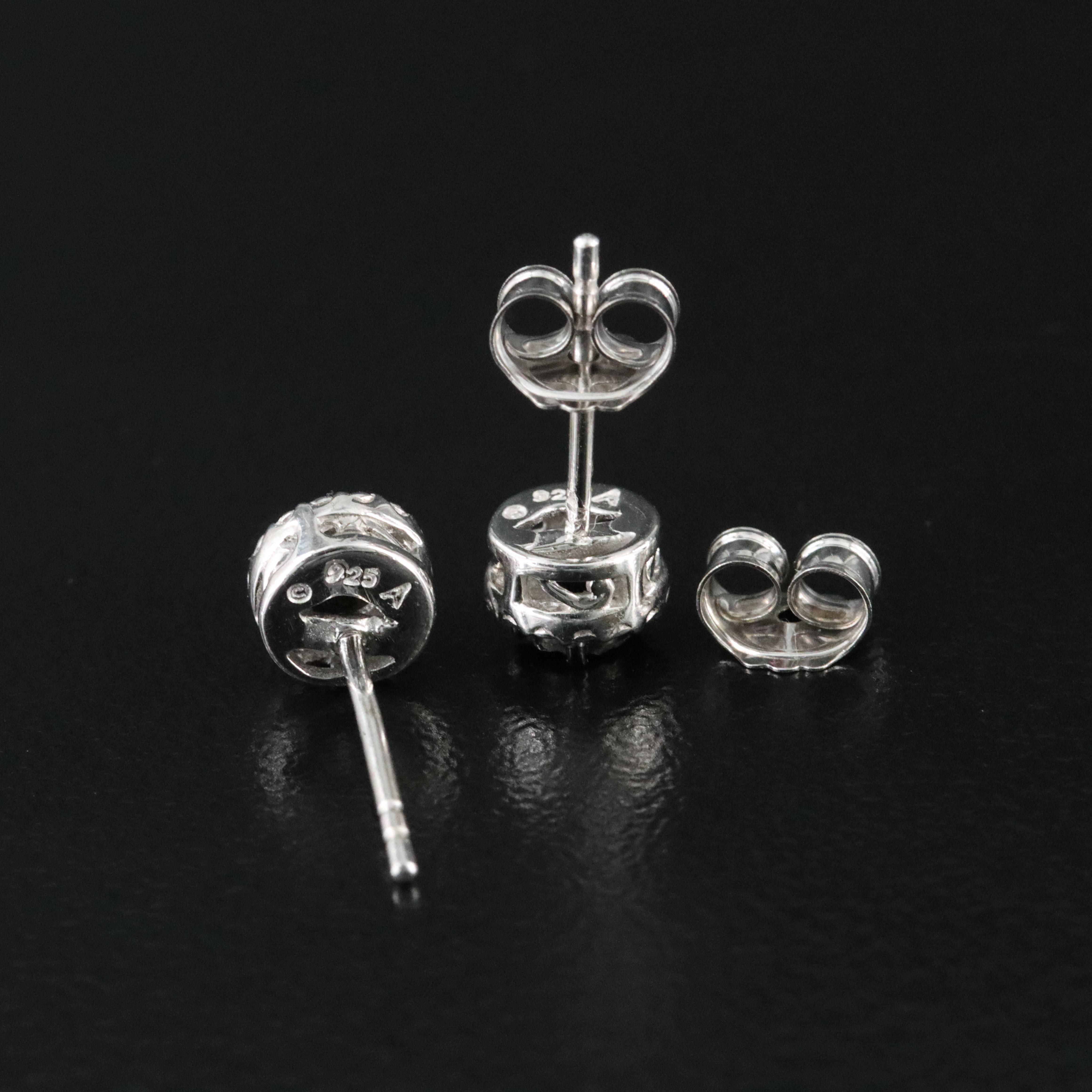 Sterling Fancy Black Diamond Stud Earrings