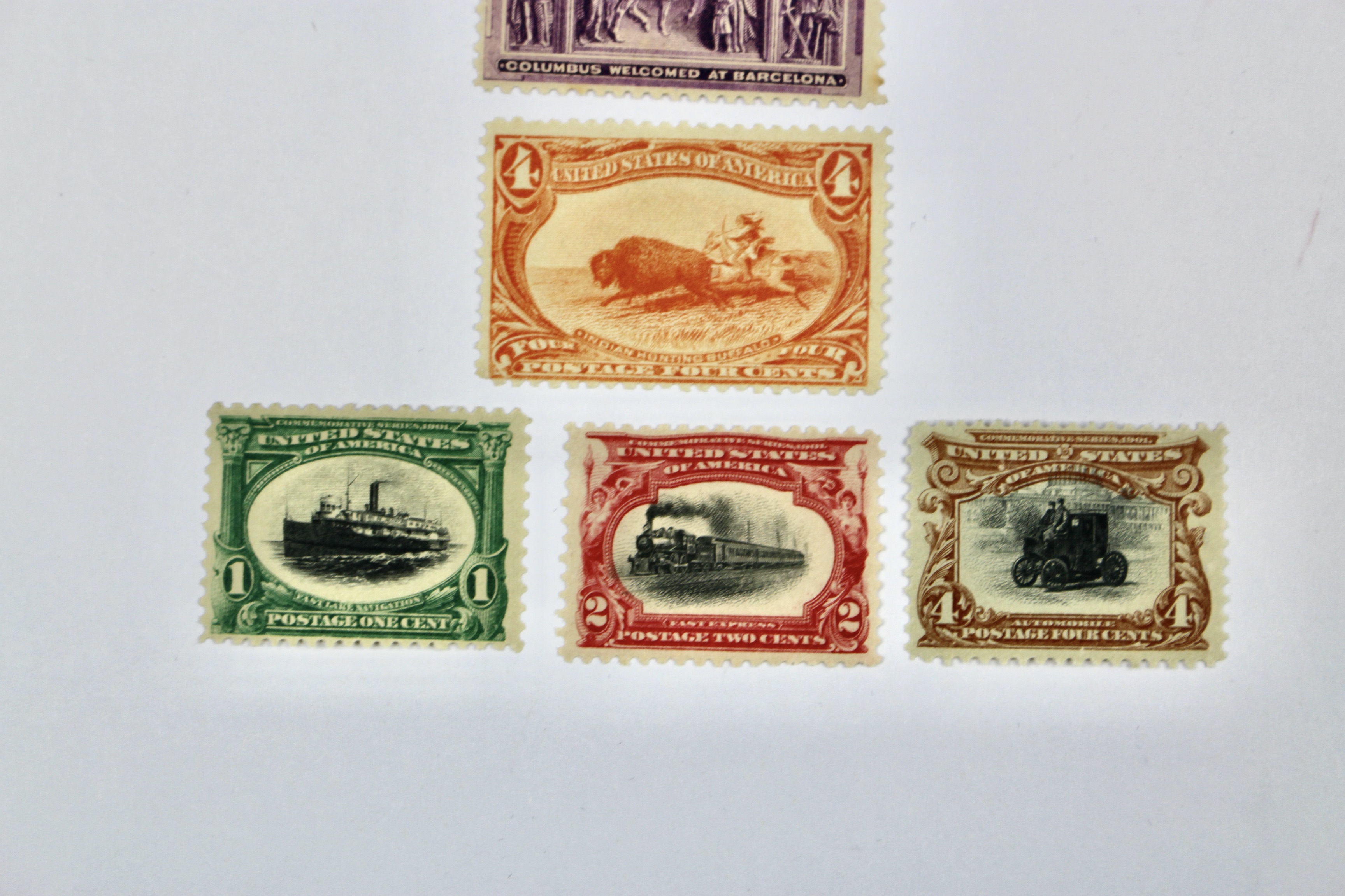 Ten Early Mint Condition U.S. Postage Stamps