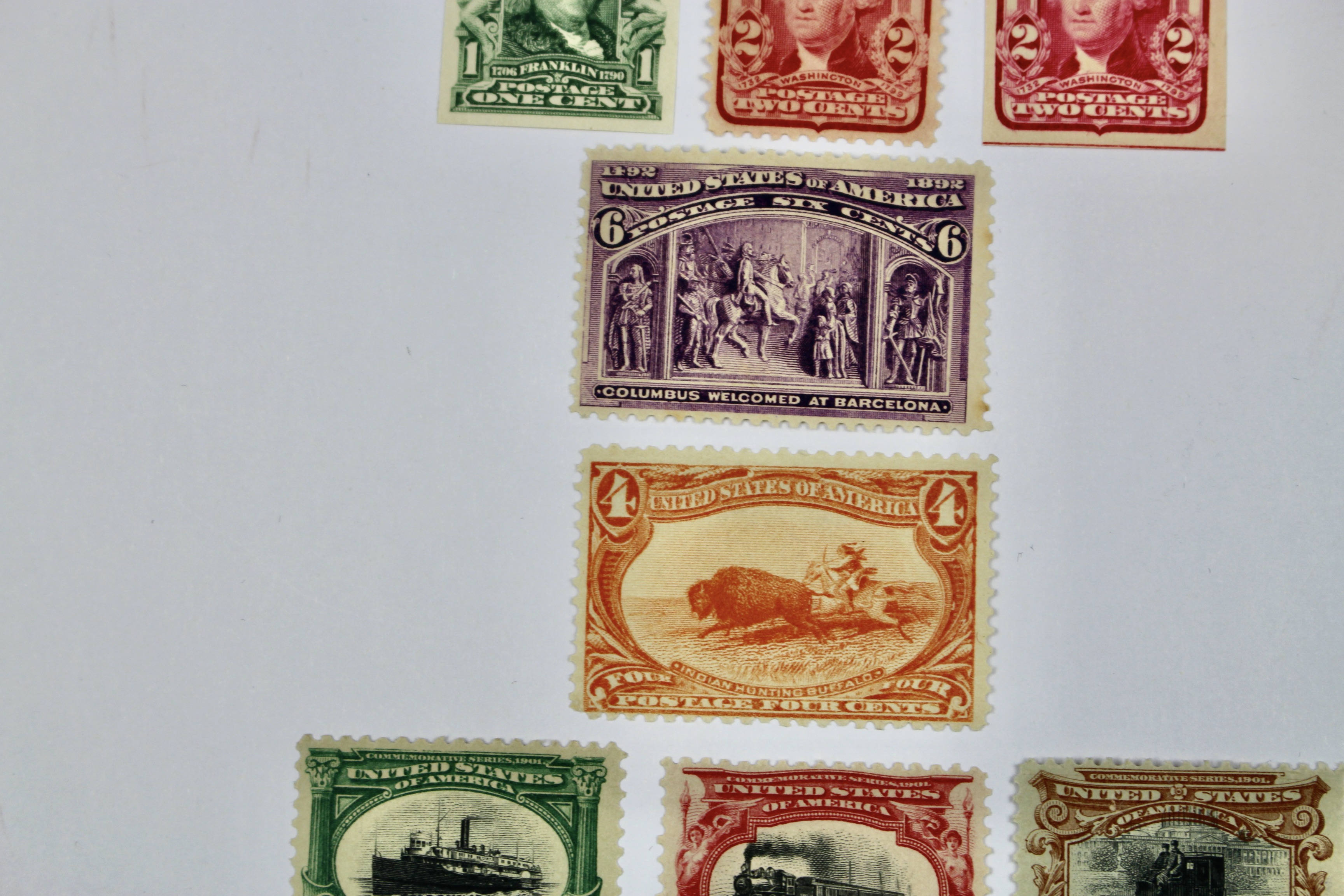 Ten Early Mint Condition U.S. Postage Stamps