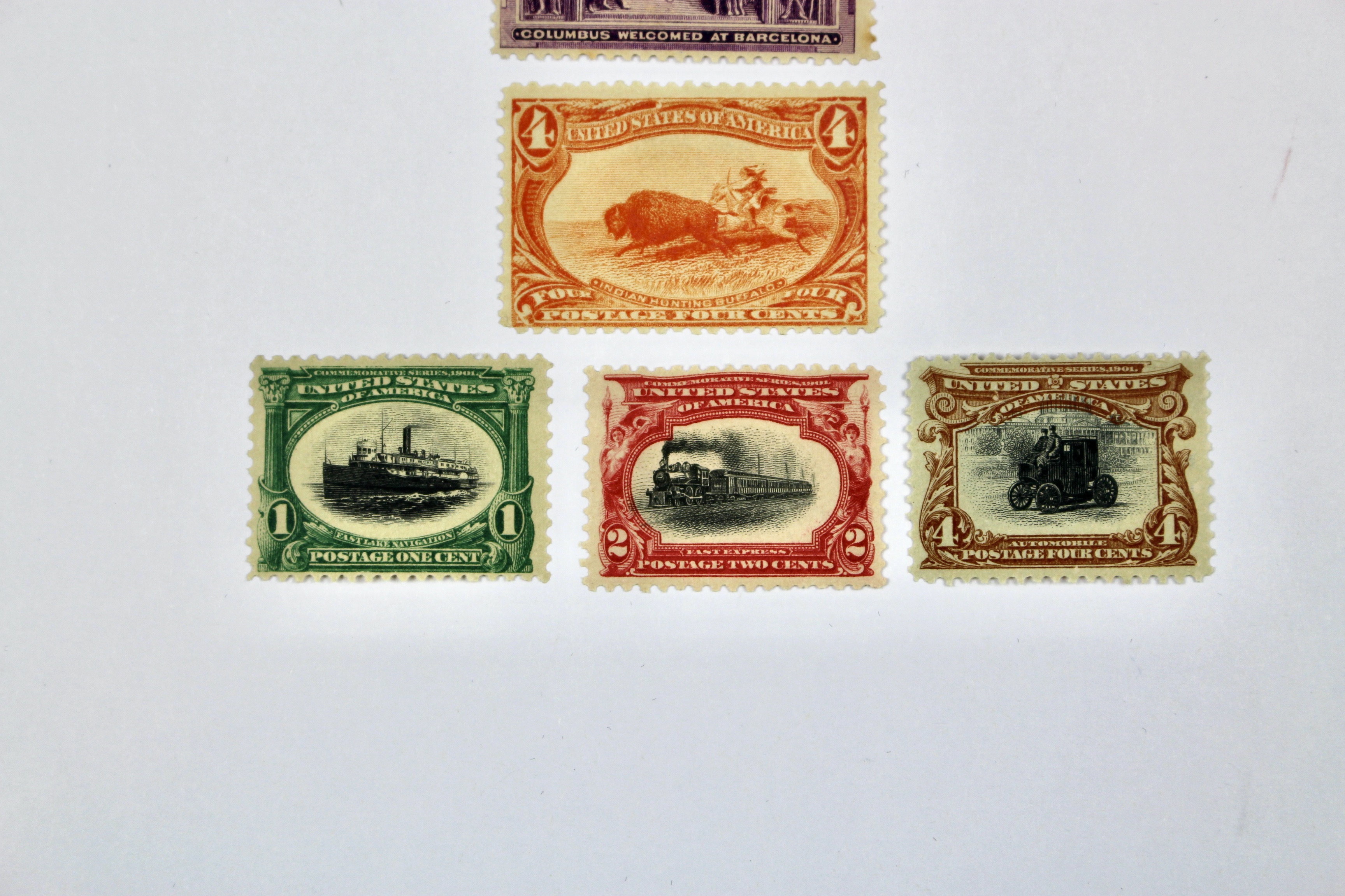 Ten Early Mint Condition U.S. Postage Stamps