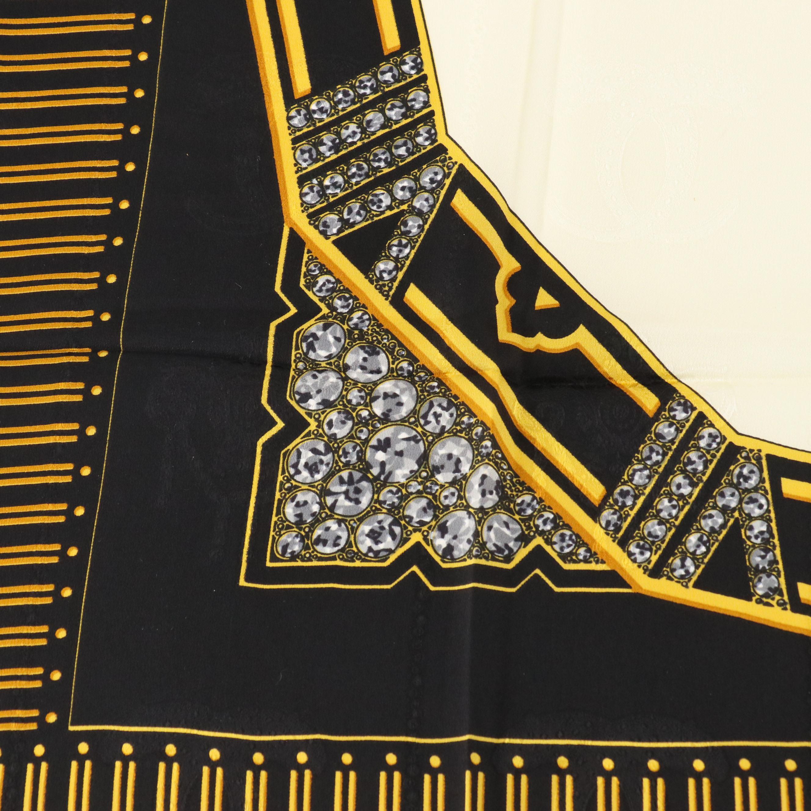 Cartier Must de Cartier Jeweled Clock Motif Silk Jacquard Scarf