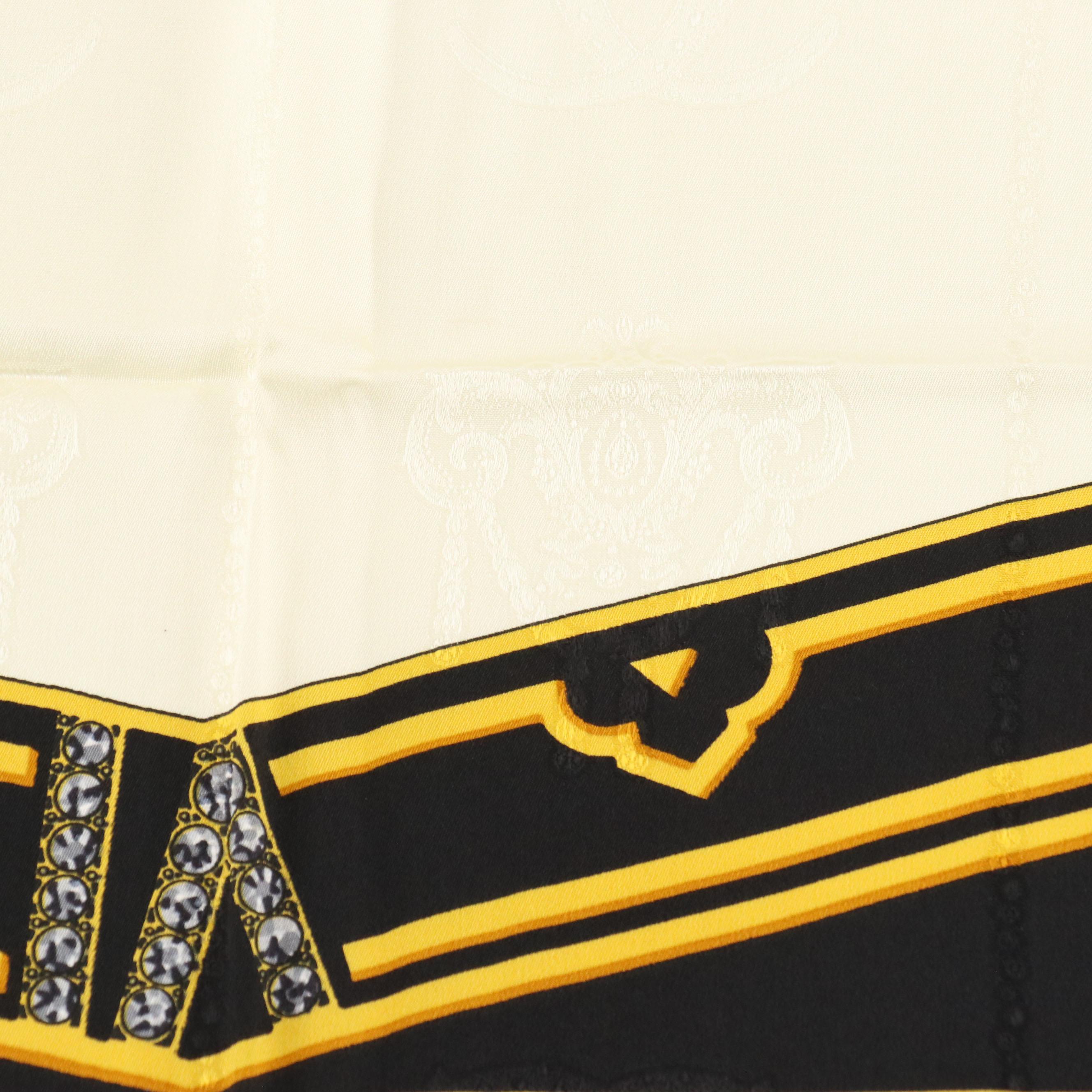 Cartier Must de Cartier Jeweled Clock Motif Silk Jacquard Scarf