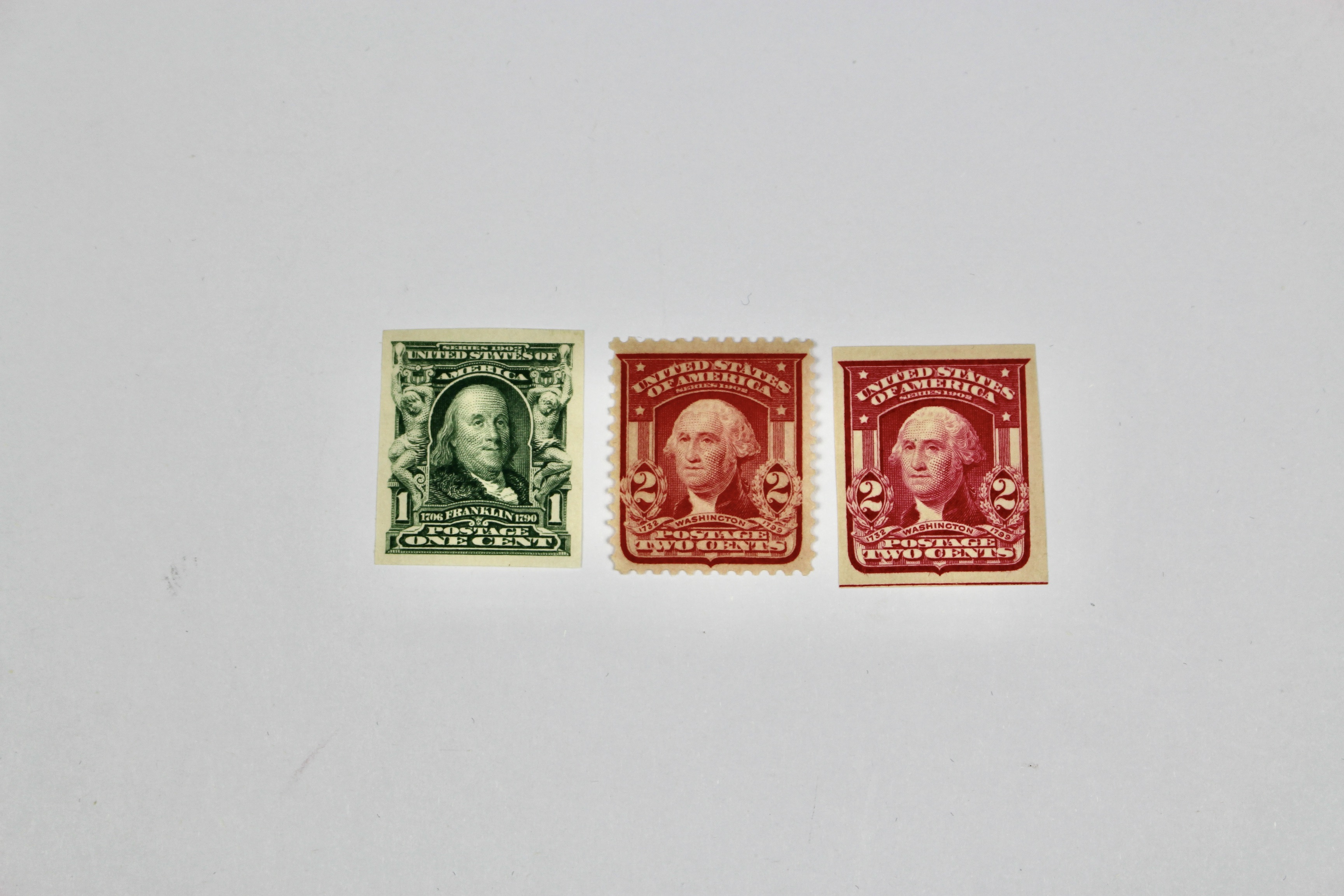 Ten Early Mint Condition U.S. Postage Stamps