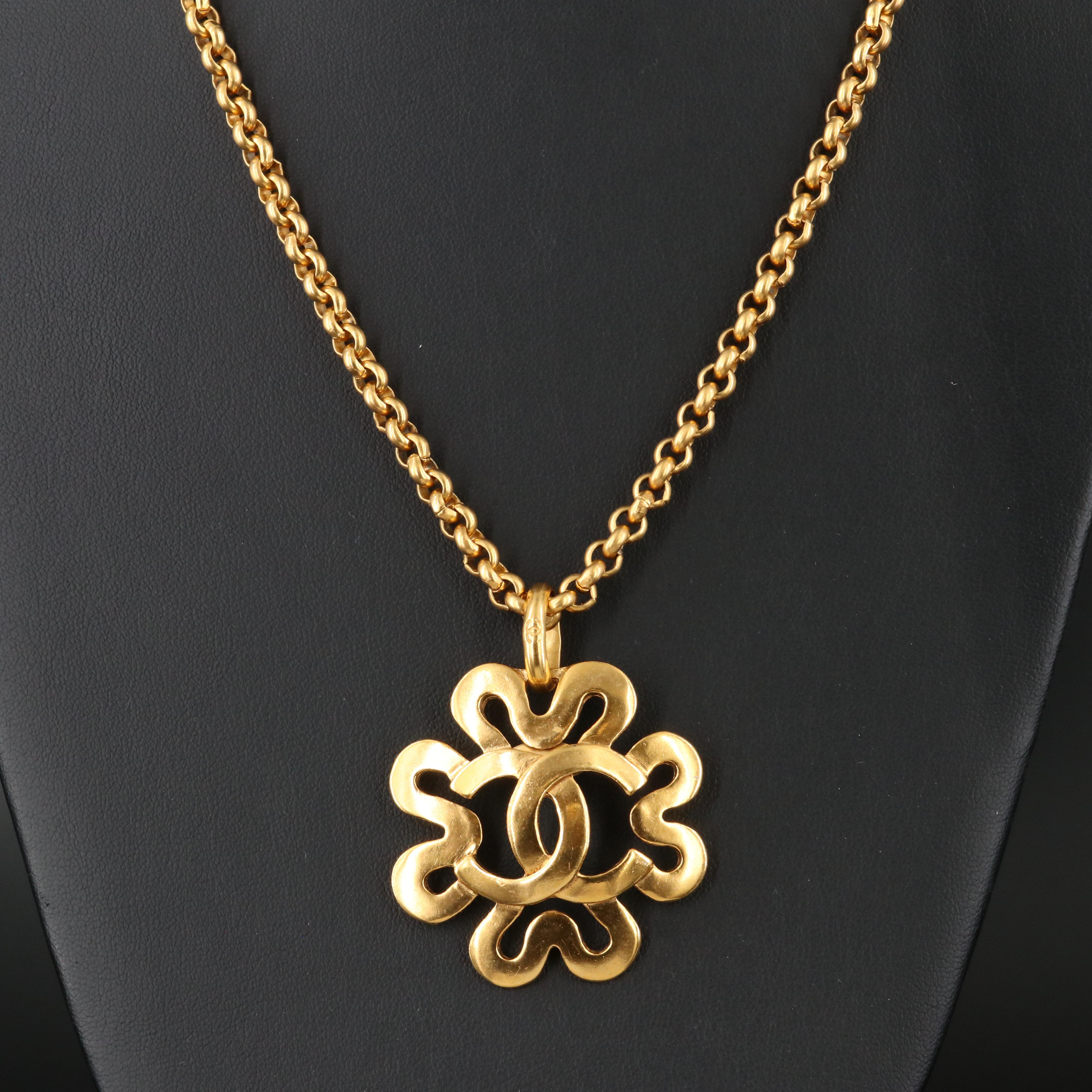 Chanel CC Clover Pendant Necklace