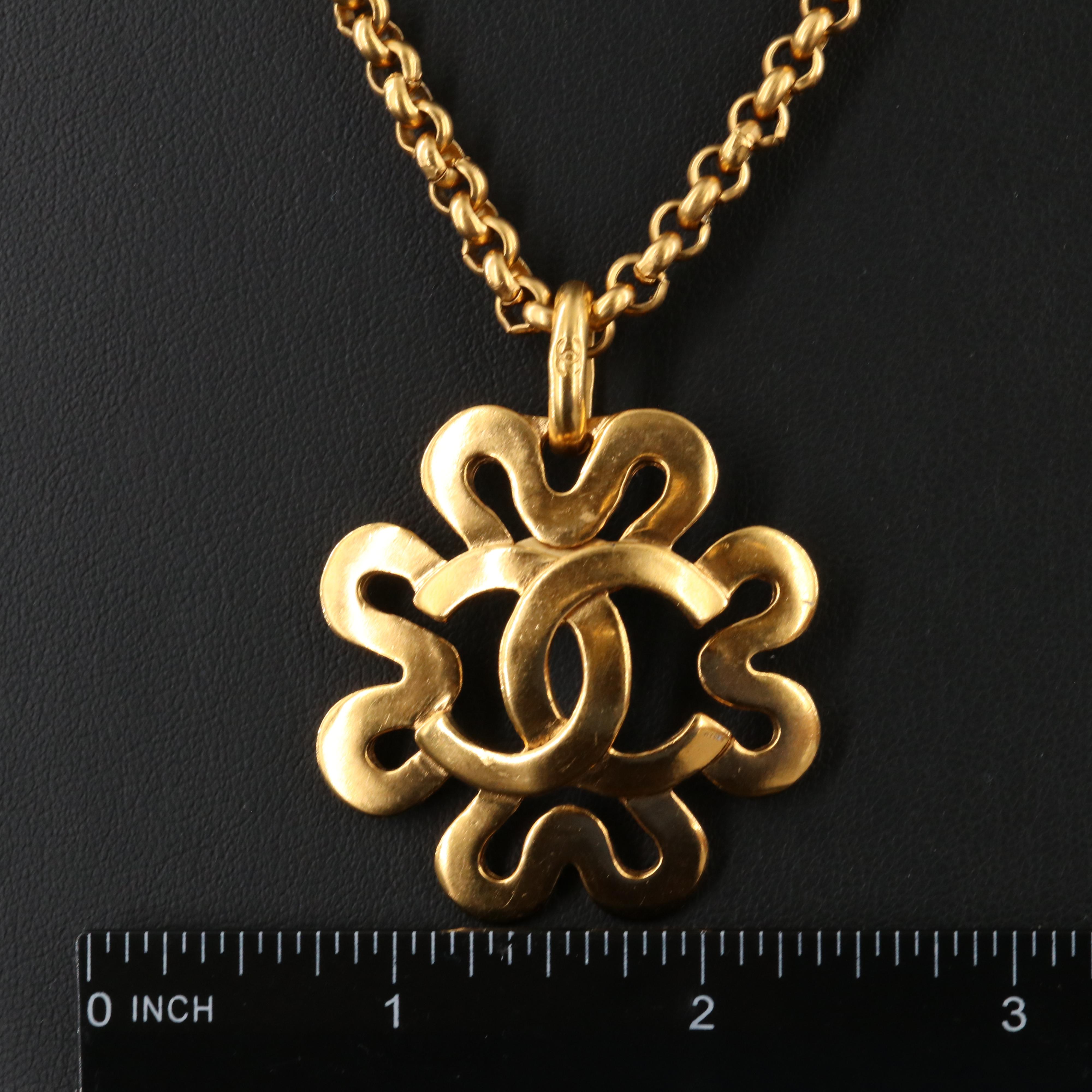 Chanel CC Clover Pendant Necklace