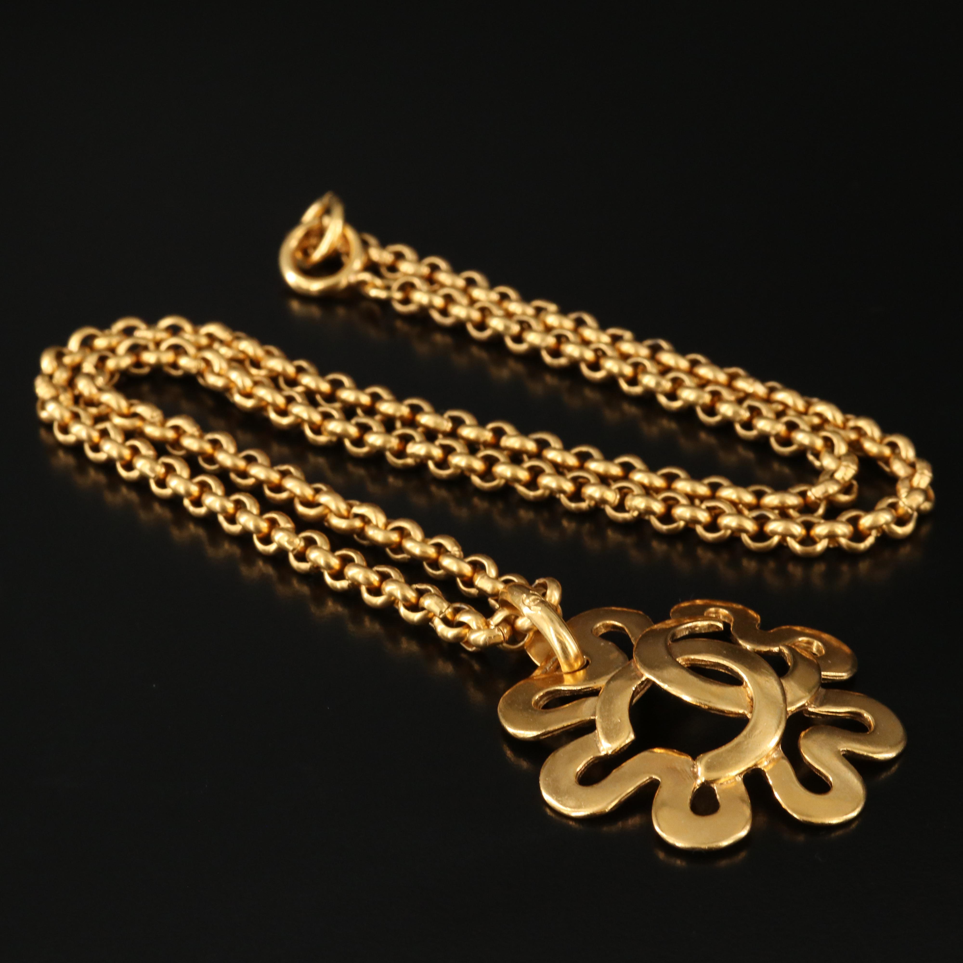 Chanel CC Clover Pendant Necklace