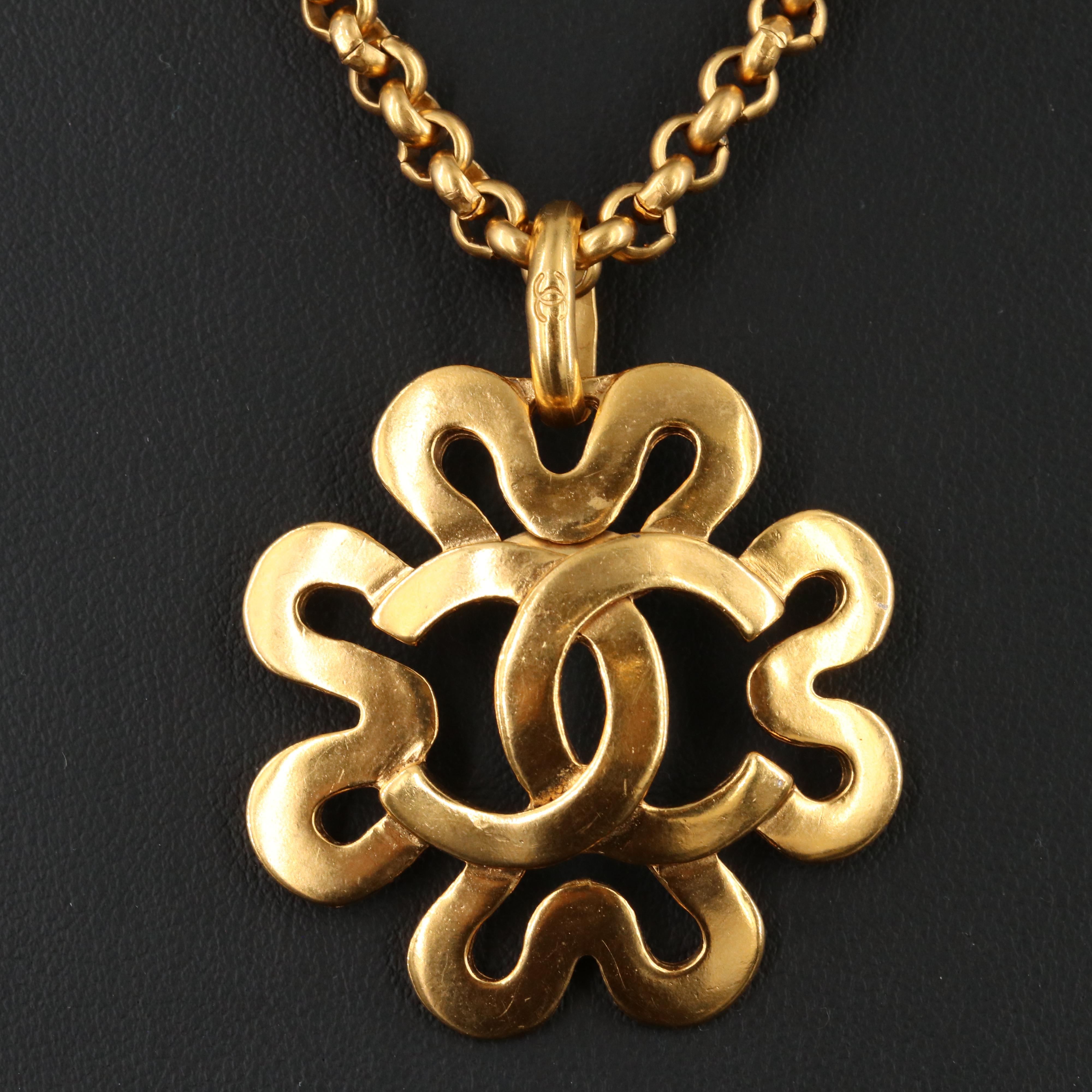 Chanel CC Clover Pendant Necklace