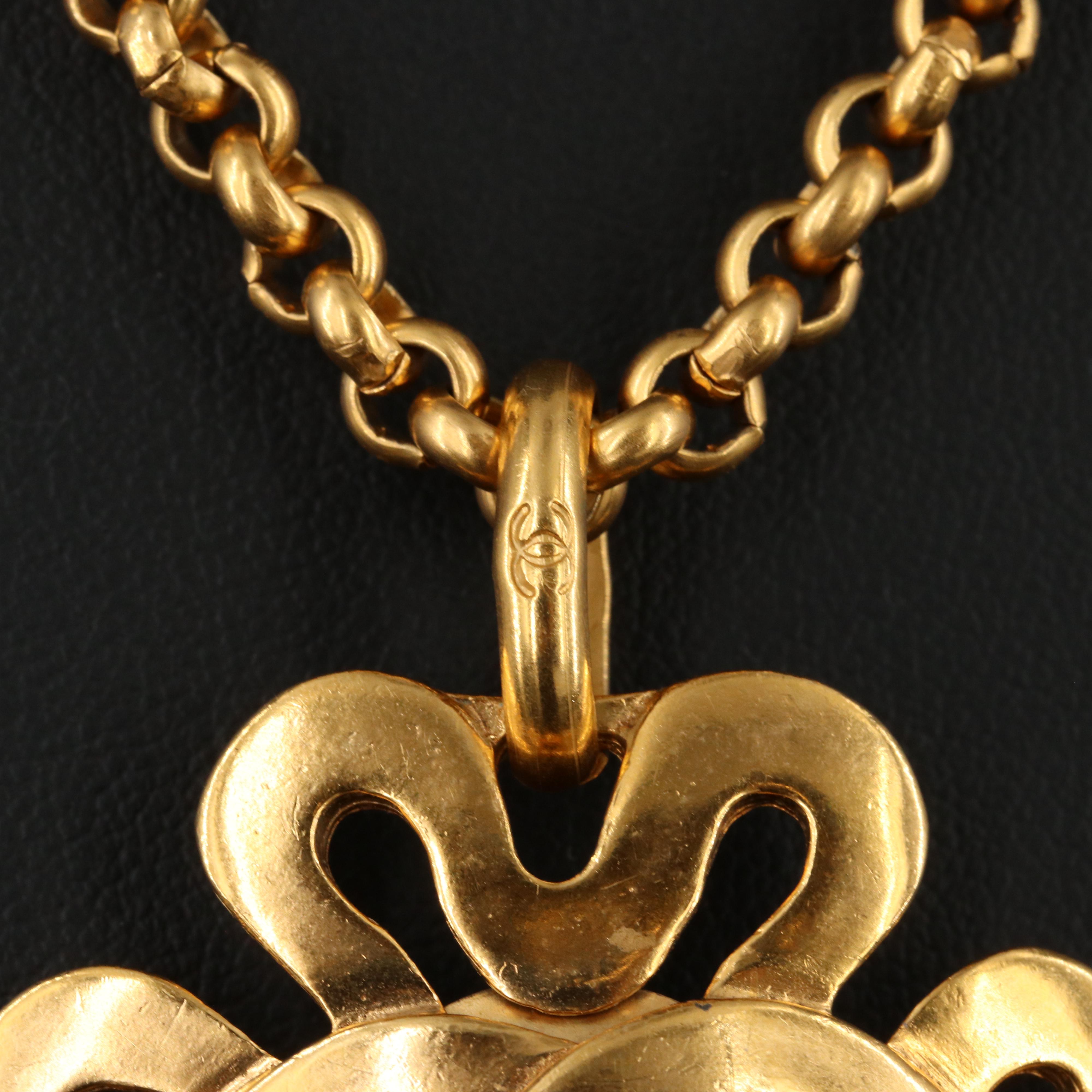 Chanel CC Clover Pendant Necklace