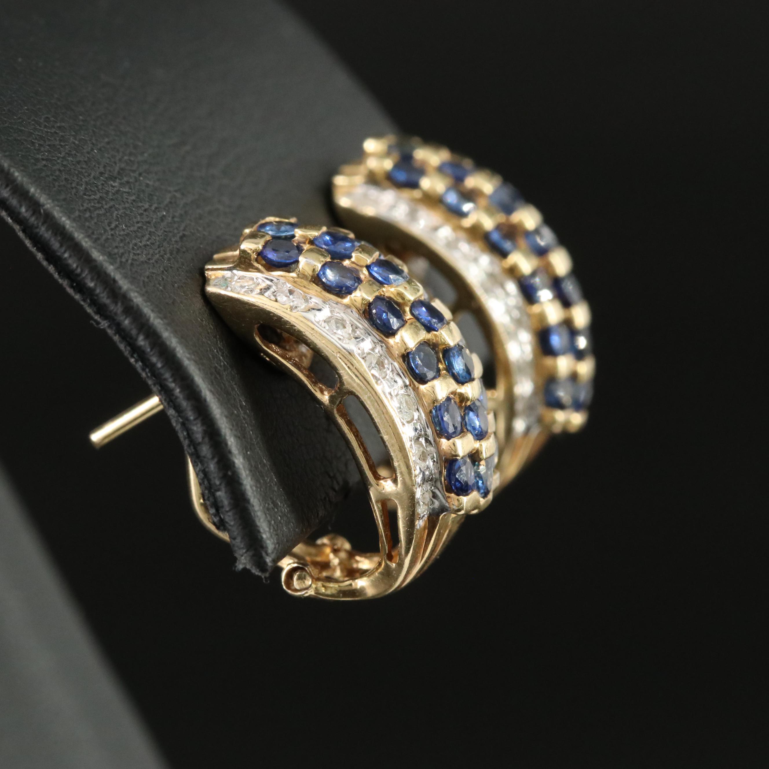 14K Sapphire and 0.25 CTW Diamond Drop Earrings