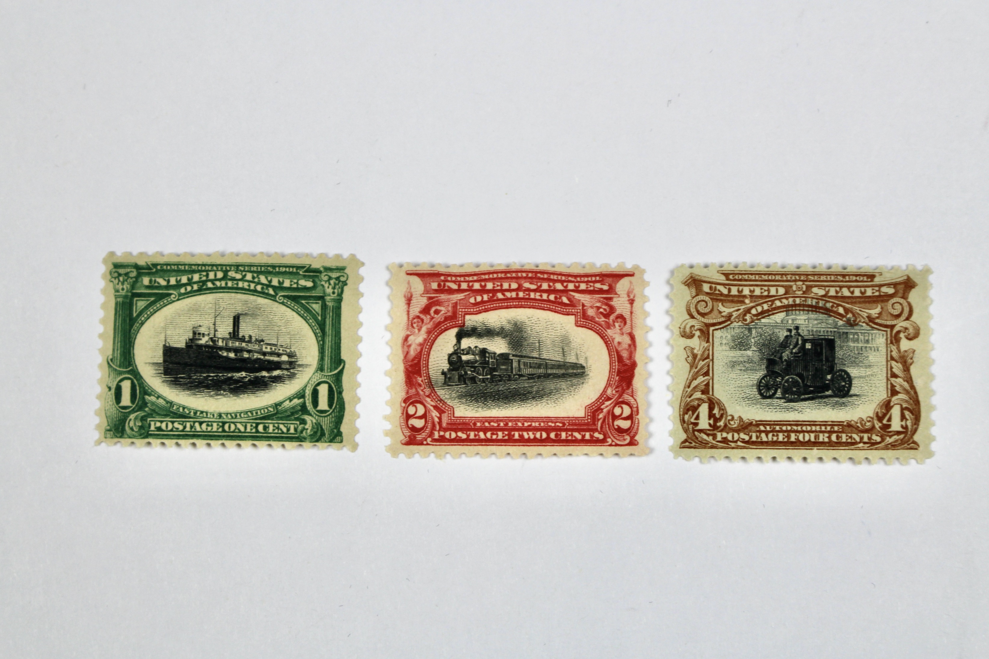 Ten Early Mint Condition U.S. Postage Stamps