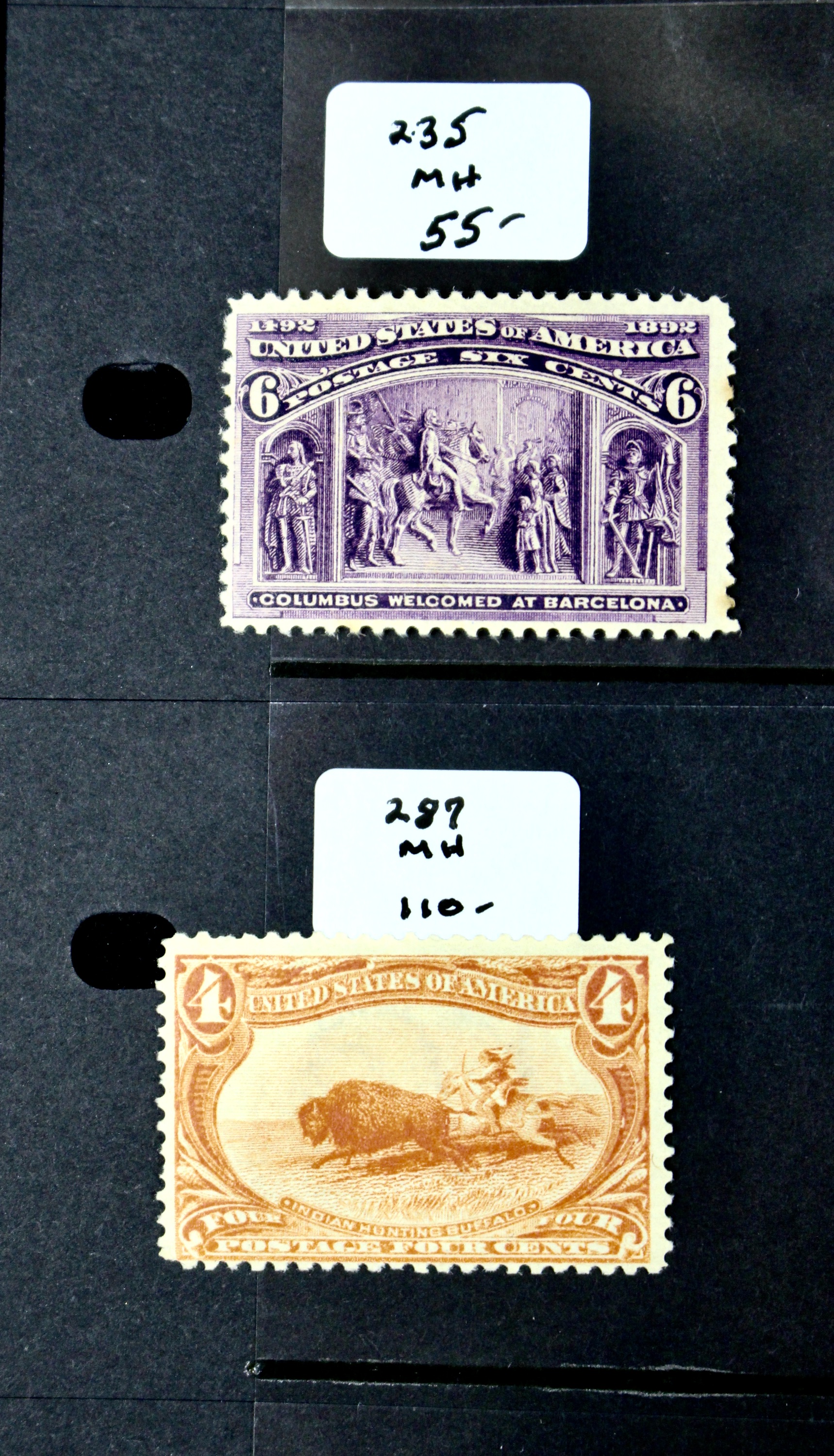 Ten Early Mint Condition U.S. Postage Stamps