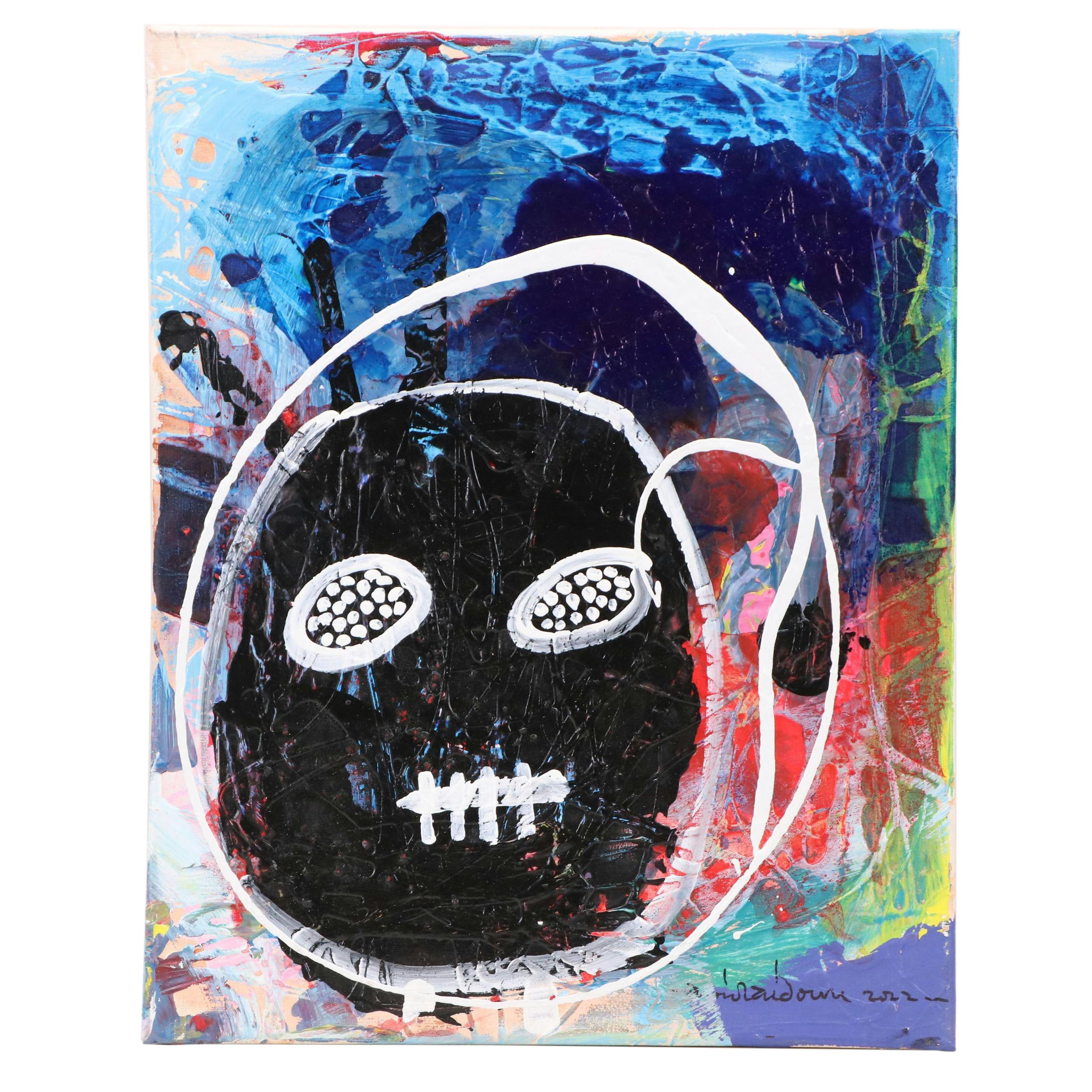 Abiola Idowu Stylized Acrylic Portrait "Dreams," 2022