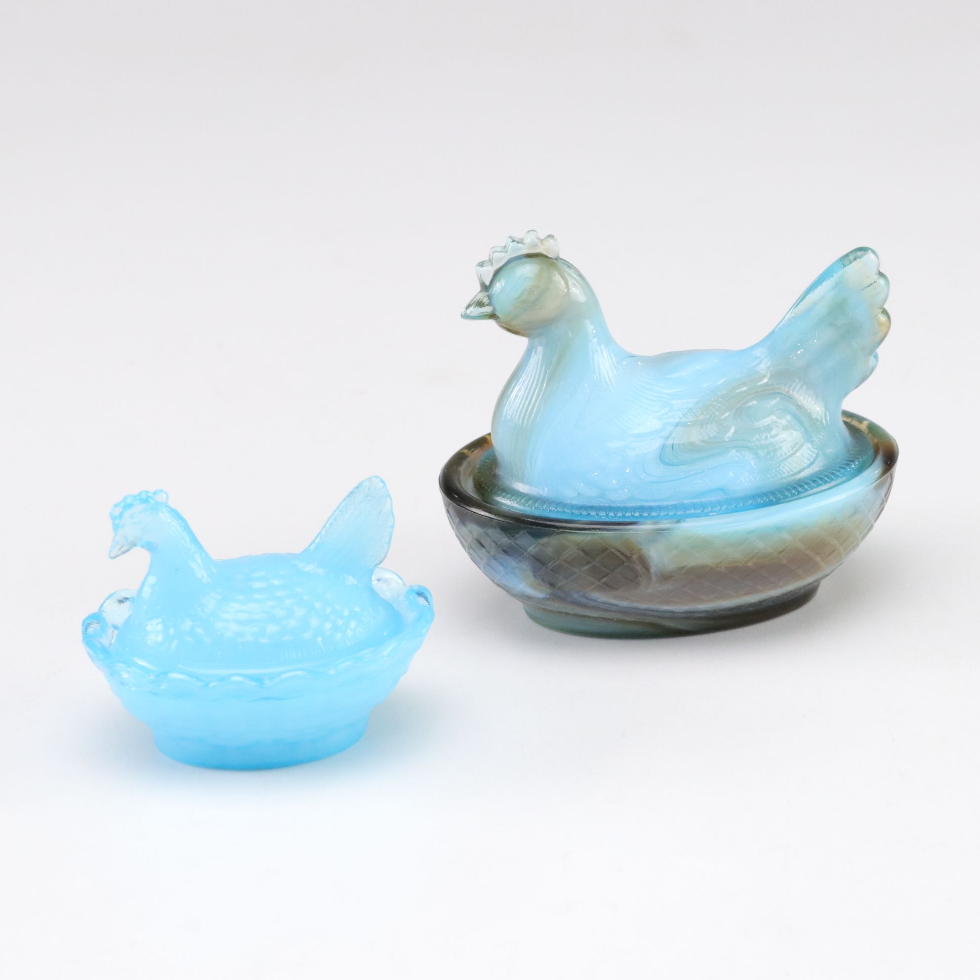 Uranium and Slag Glass Dengenhart "Priscilla" Figurine, Hen on Nest, and More
