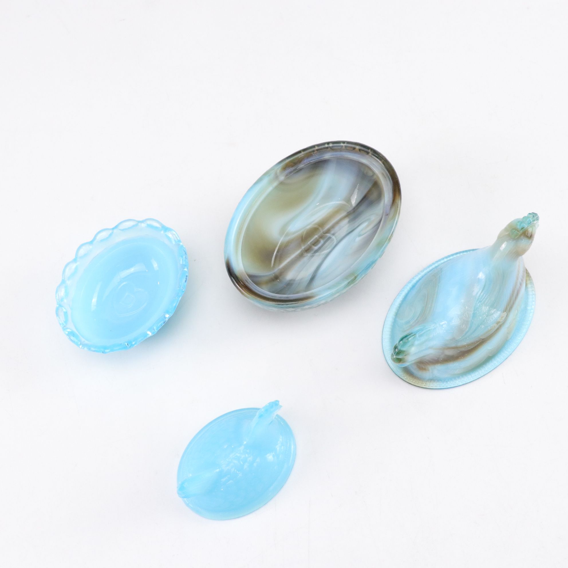 Uranium and Slag Glass Dengenhart "Priscilla" Figurine, Hen on Nest, and More