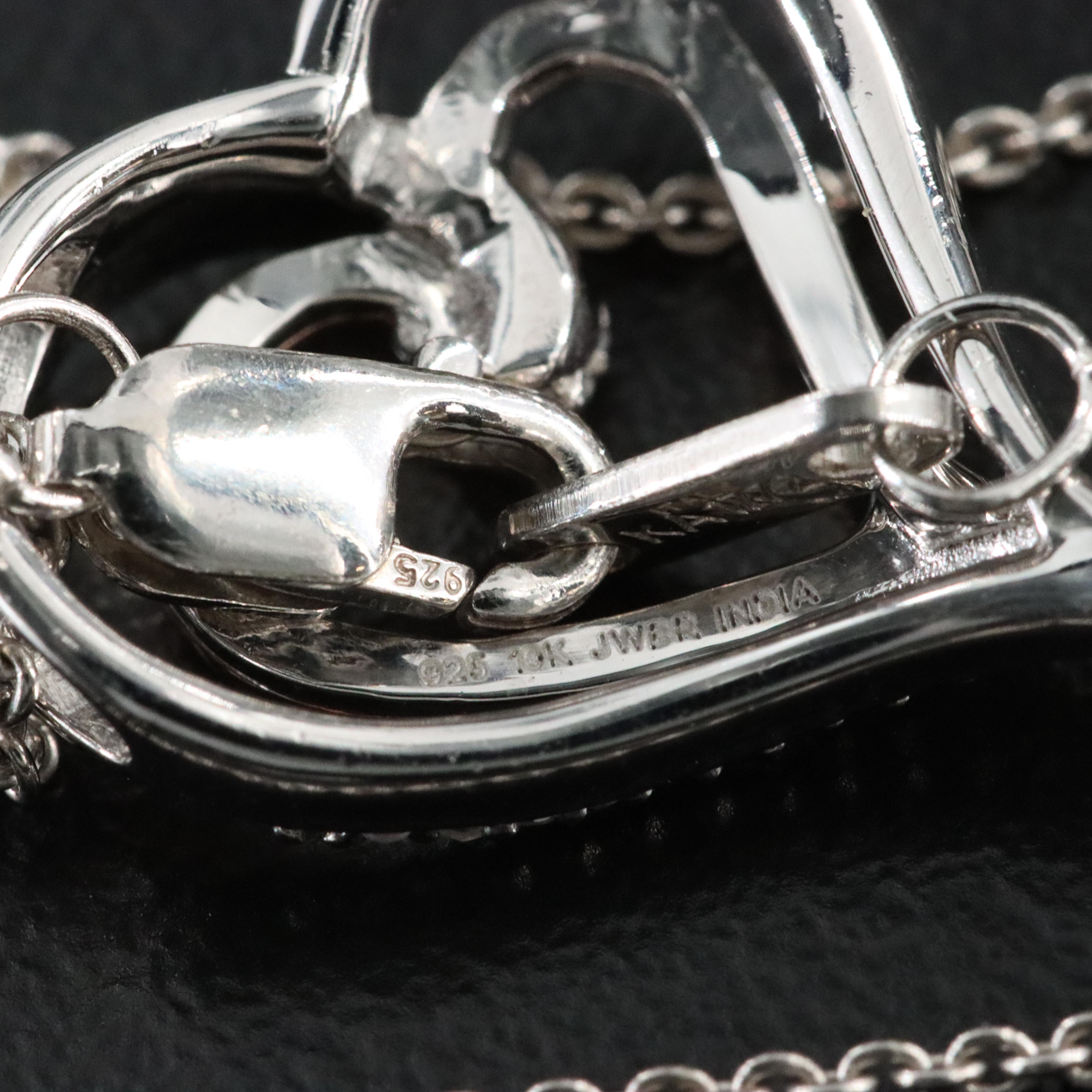 Sterling Diamond Heart Pendant with 10k Rose Gold Accent