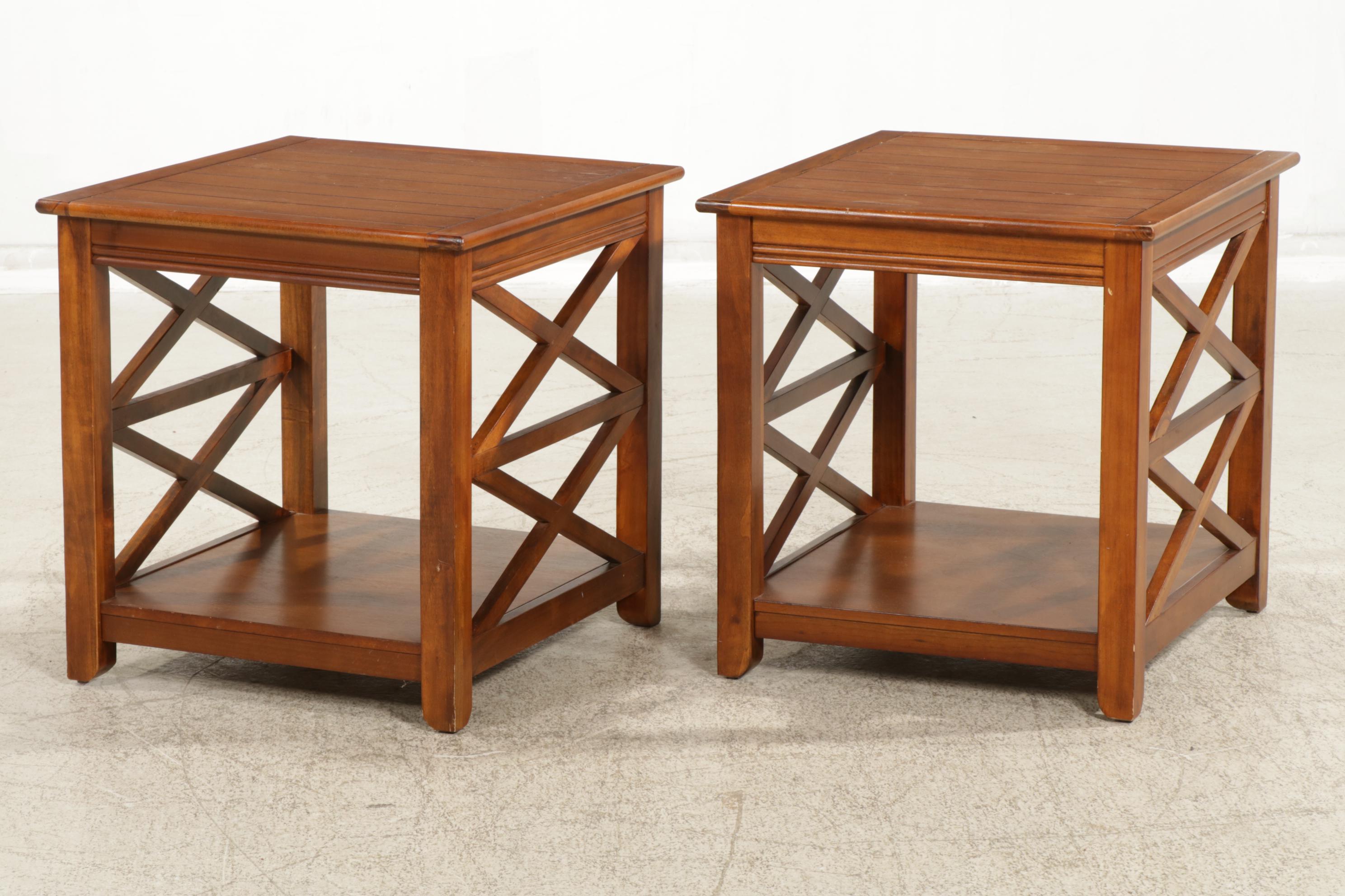 Pair of Wood Side Tables, 21st Century
