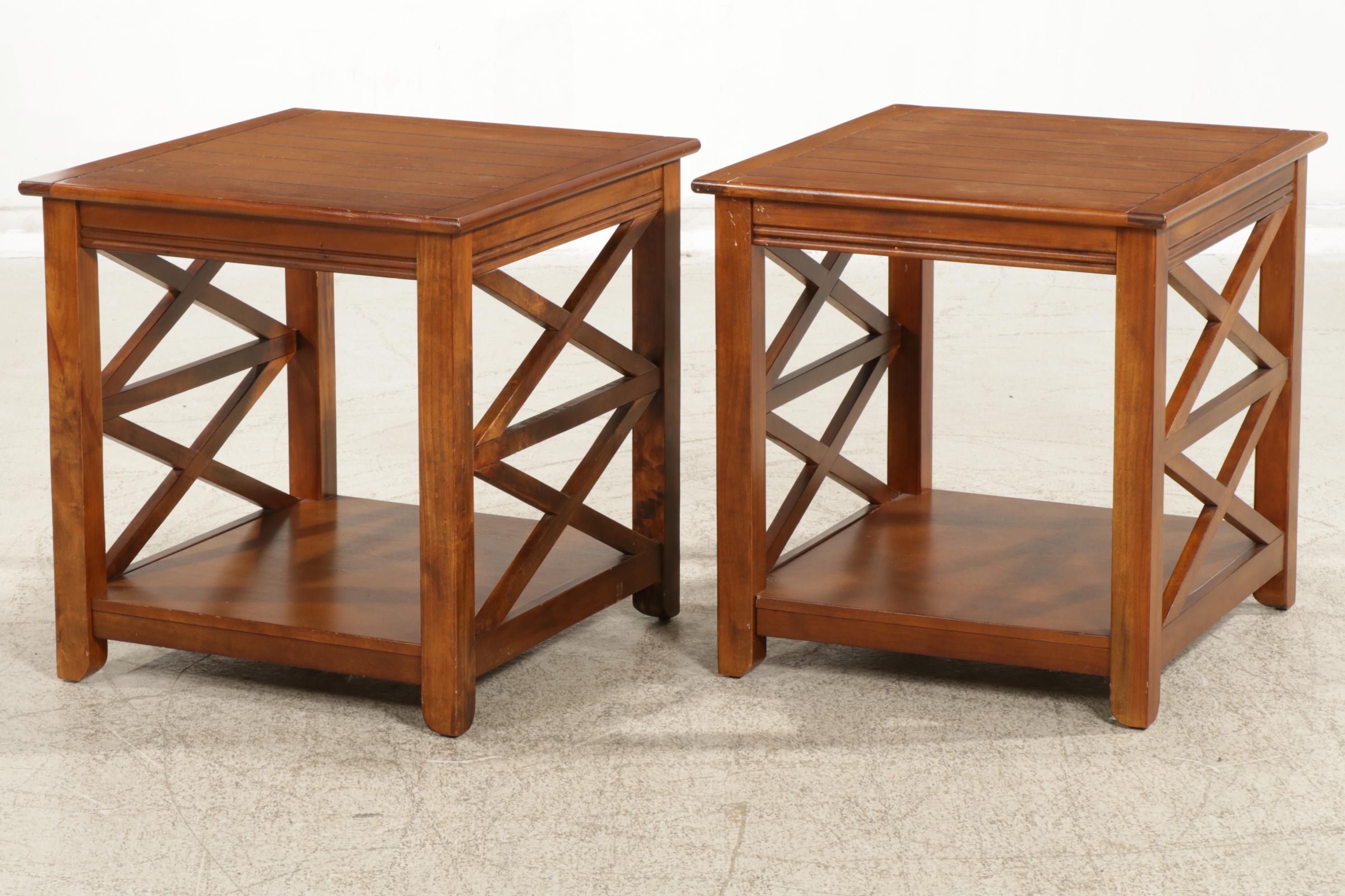 Pair of Wood Side Tables, 21st Century