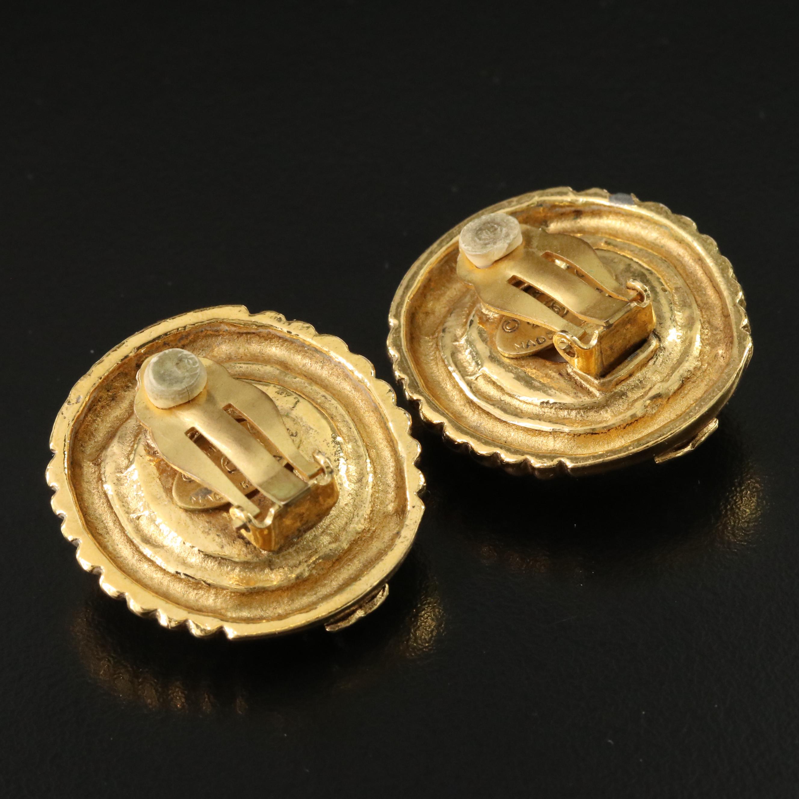 Chanel CC Faux Pearl Clip Earrings