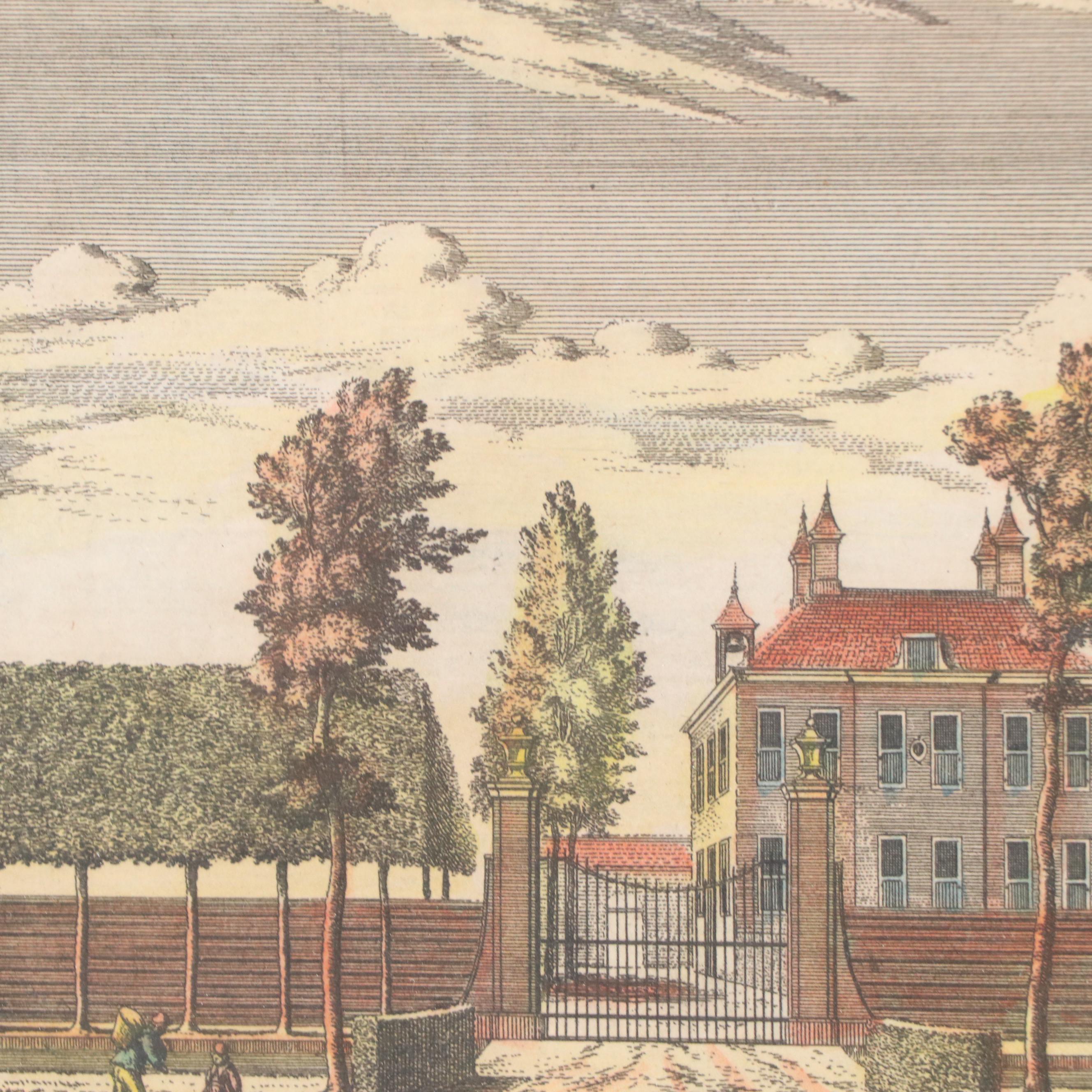 Pair of Hand-Colored Engravings Including Dutch Estate of Roosendahl