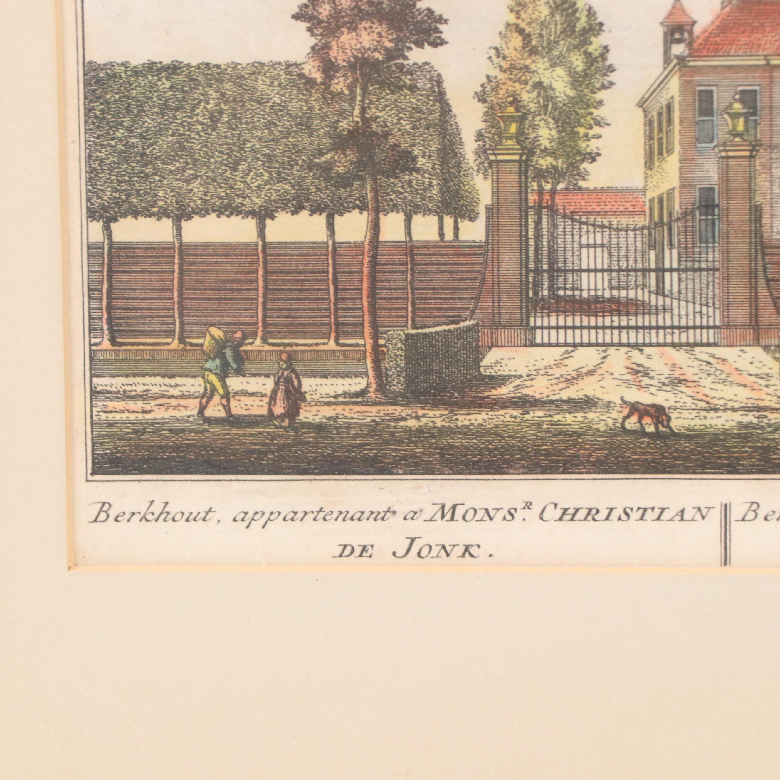 Pair of Hand-Colored Engravings Including Dutch Estate of Roosendahl