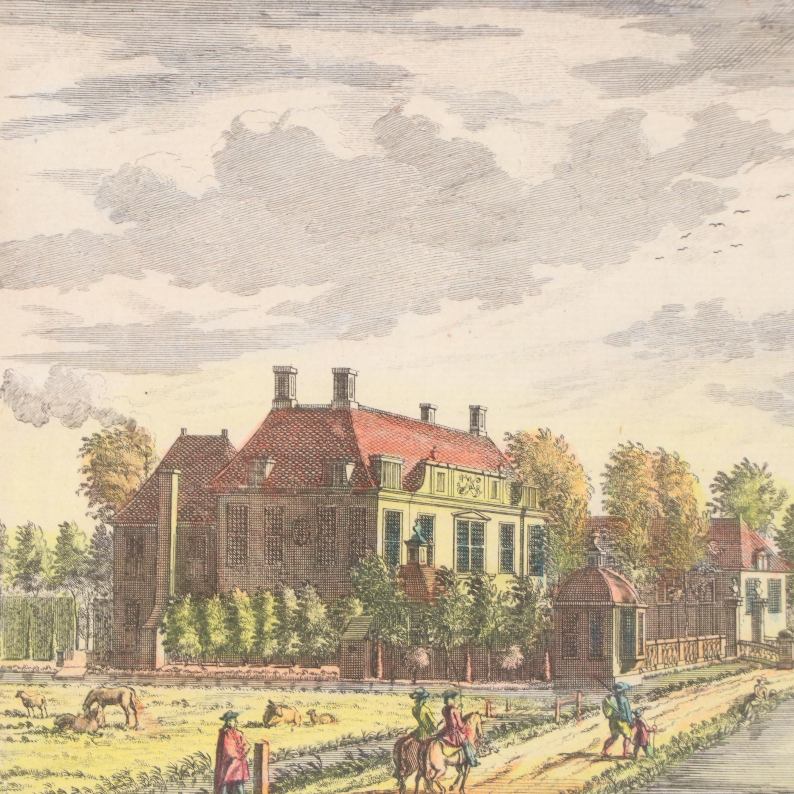 Pair of Hand-Colored Engravings Including Dutch Estate of Roosendahl