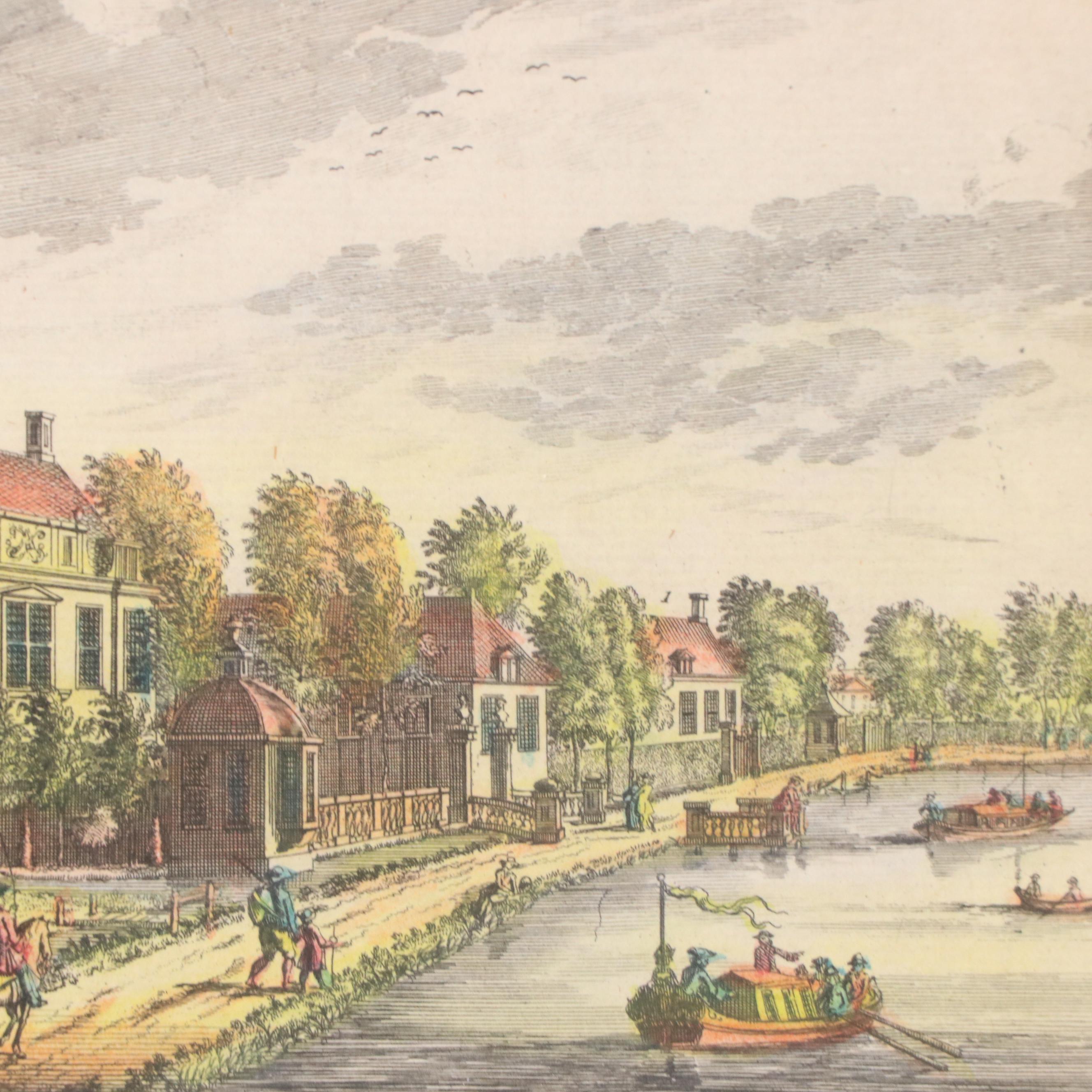 Pair of Hand-Colored Engravings Including Dutch Estate of Roosendahl