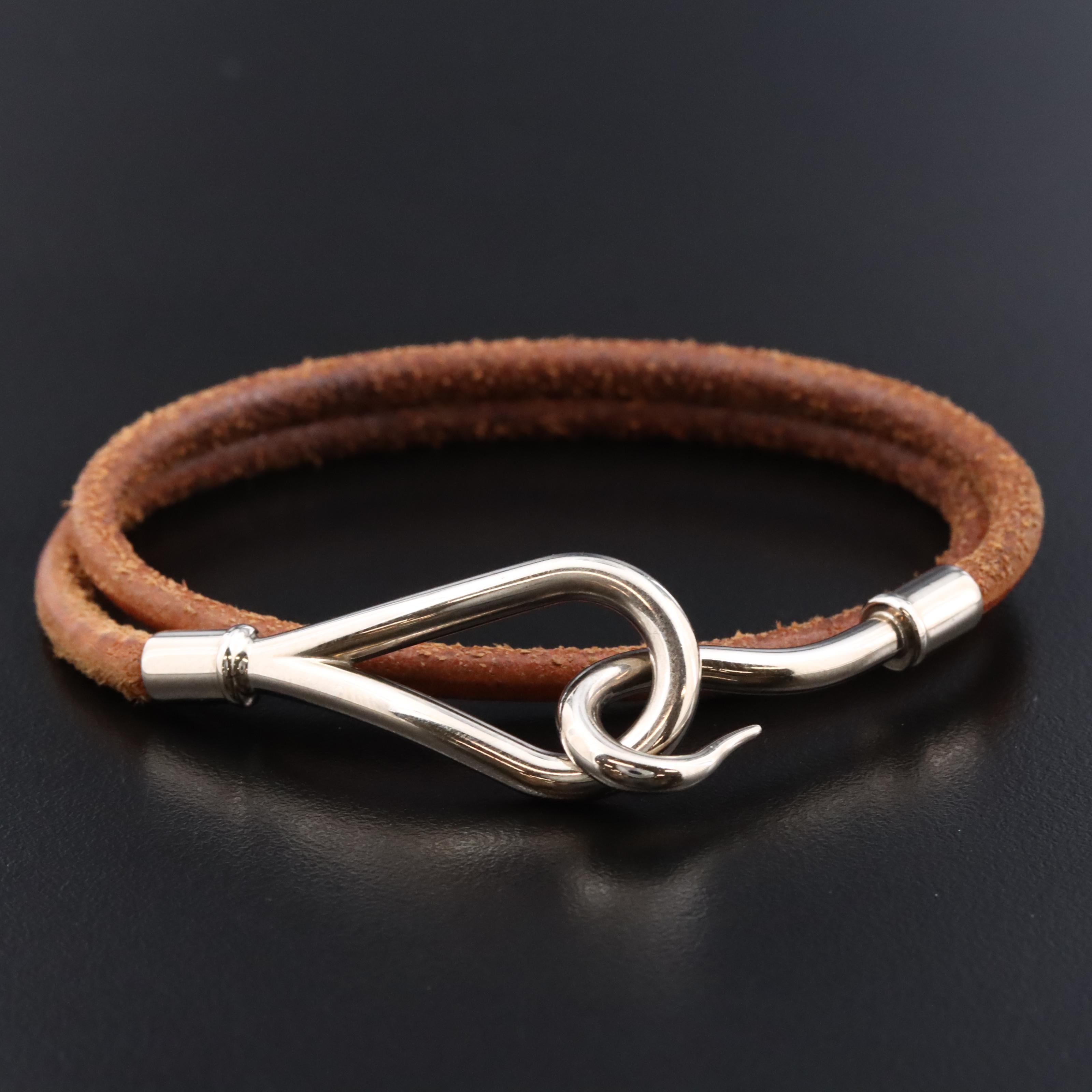 Hermès Jumbo Hook Leather Double Wrap Bracelet