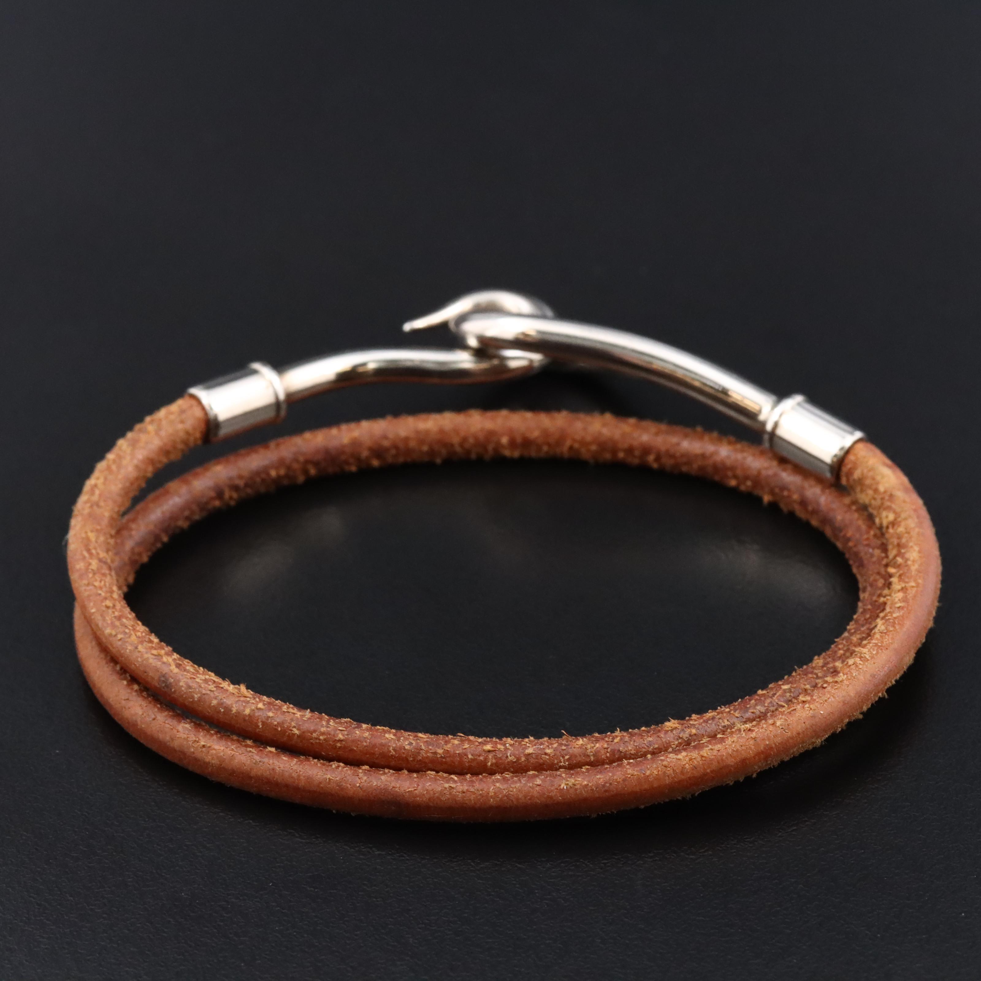 Hermès Jumbo Hook Leather Double Wrap Bracelet