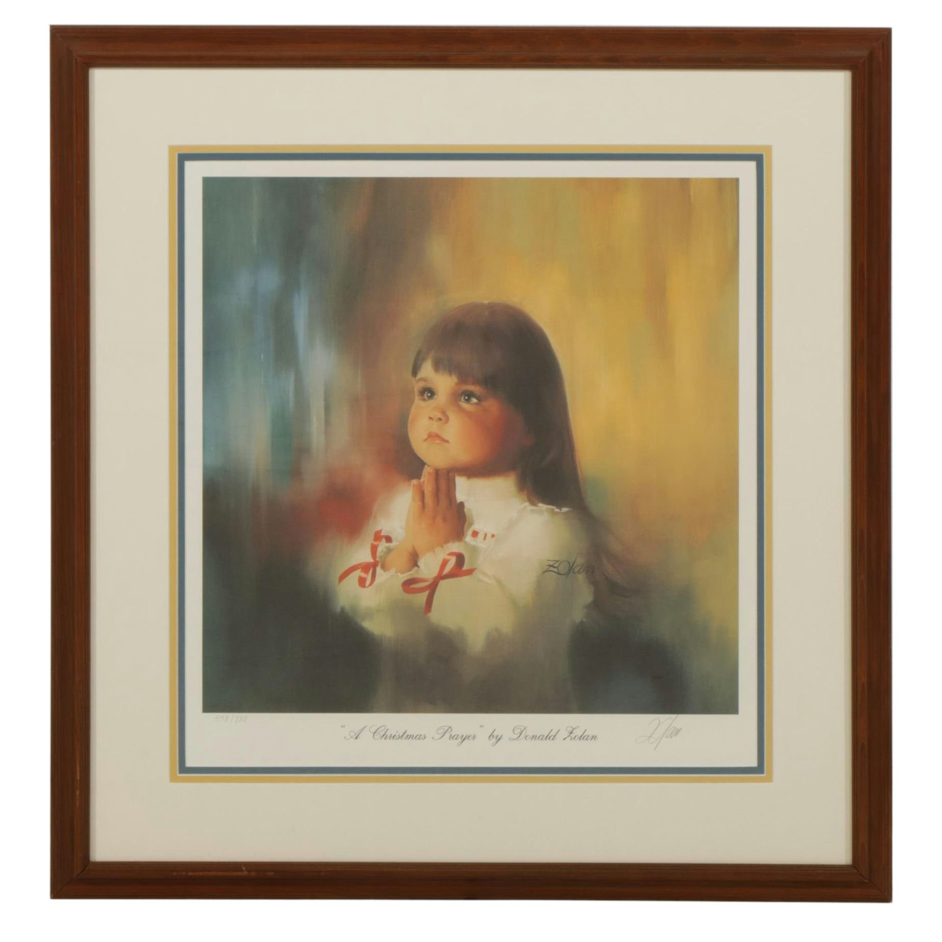 Donald Zolan "A Christmas Prayer" Offset Lithograph, 1989