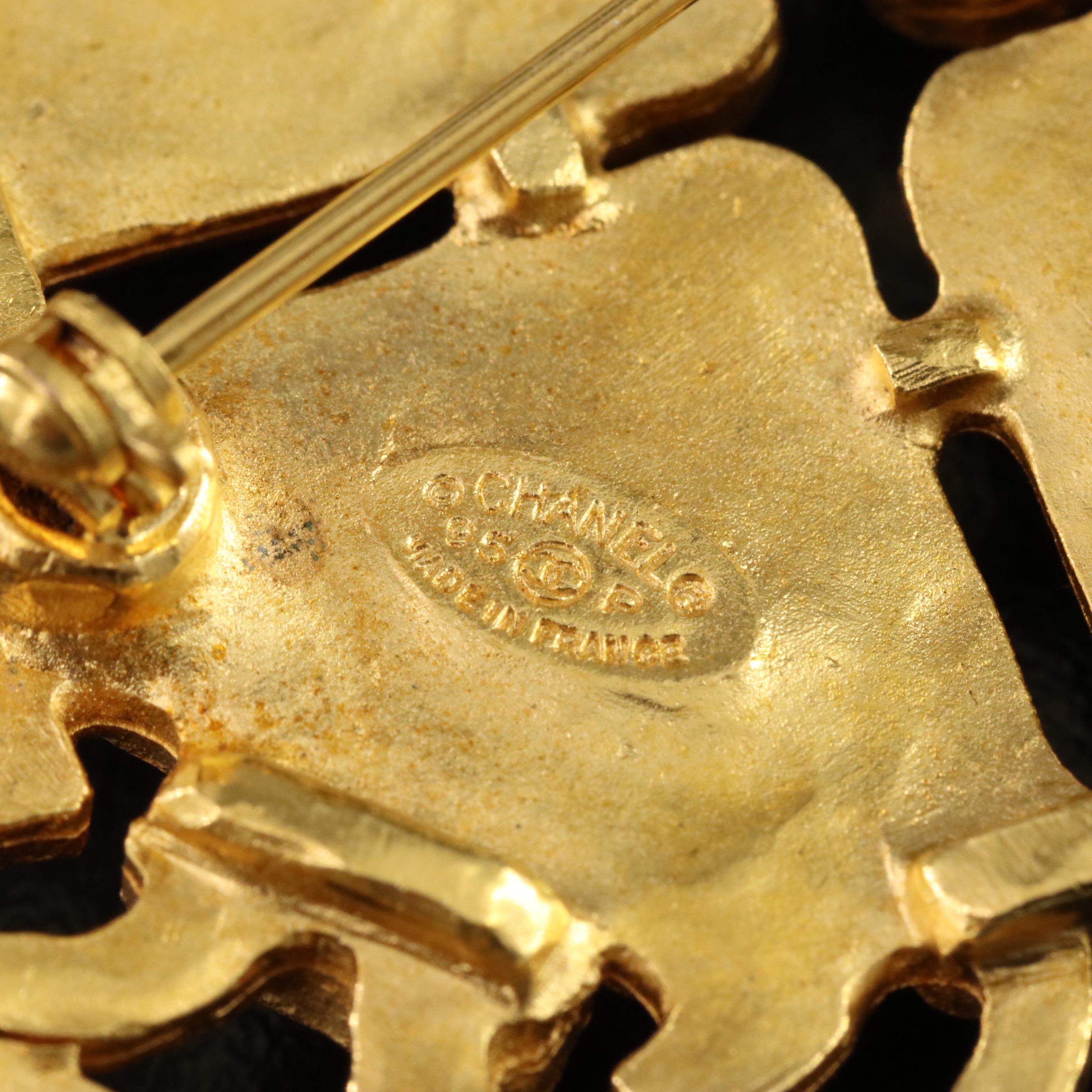 Chanel CC Red and Blue Glass Brooch