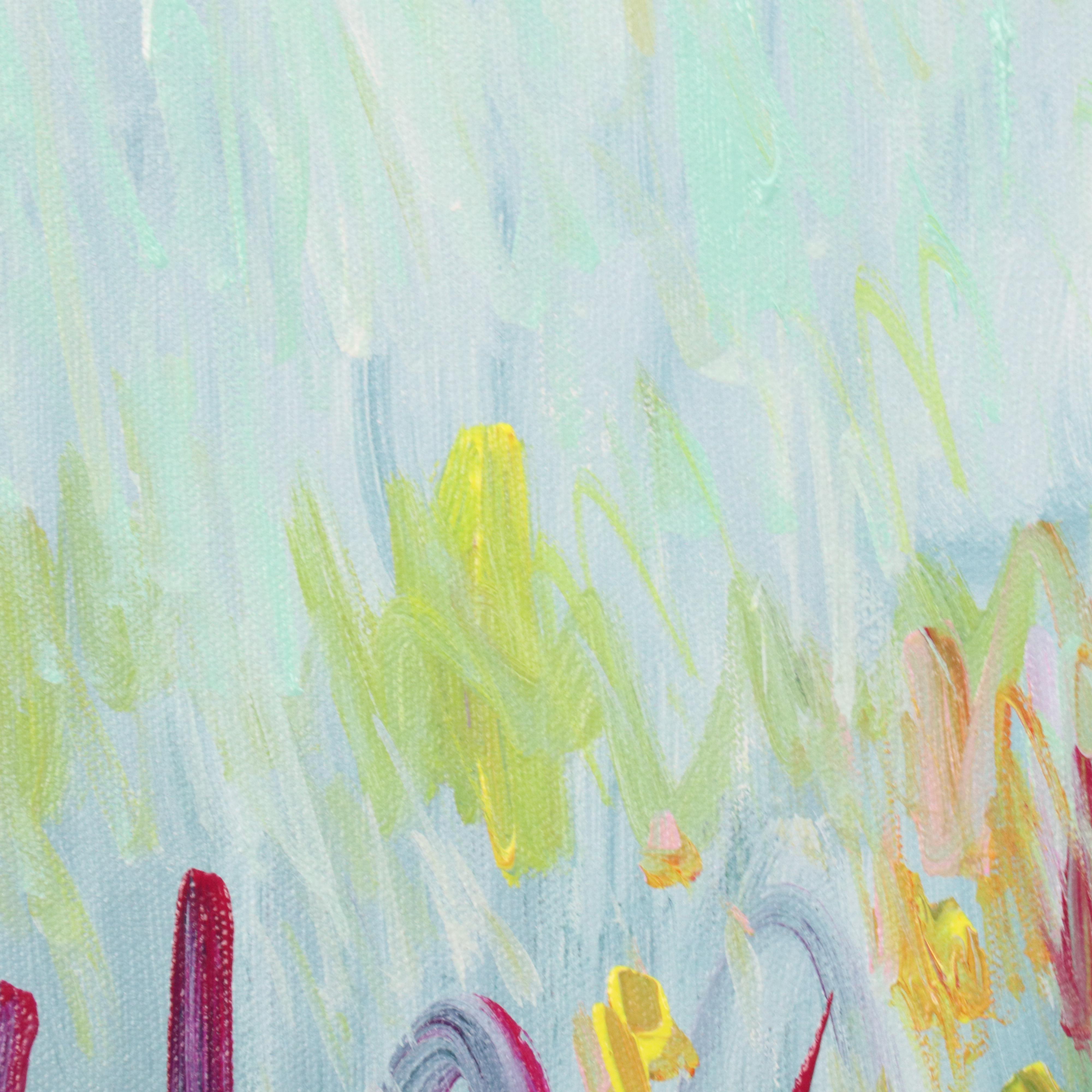 Saul Gefen Stylized Floral Acrylic Painting, 2025